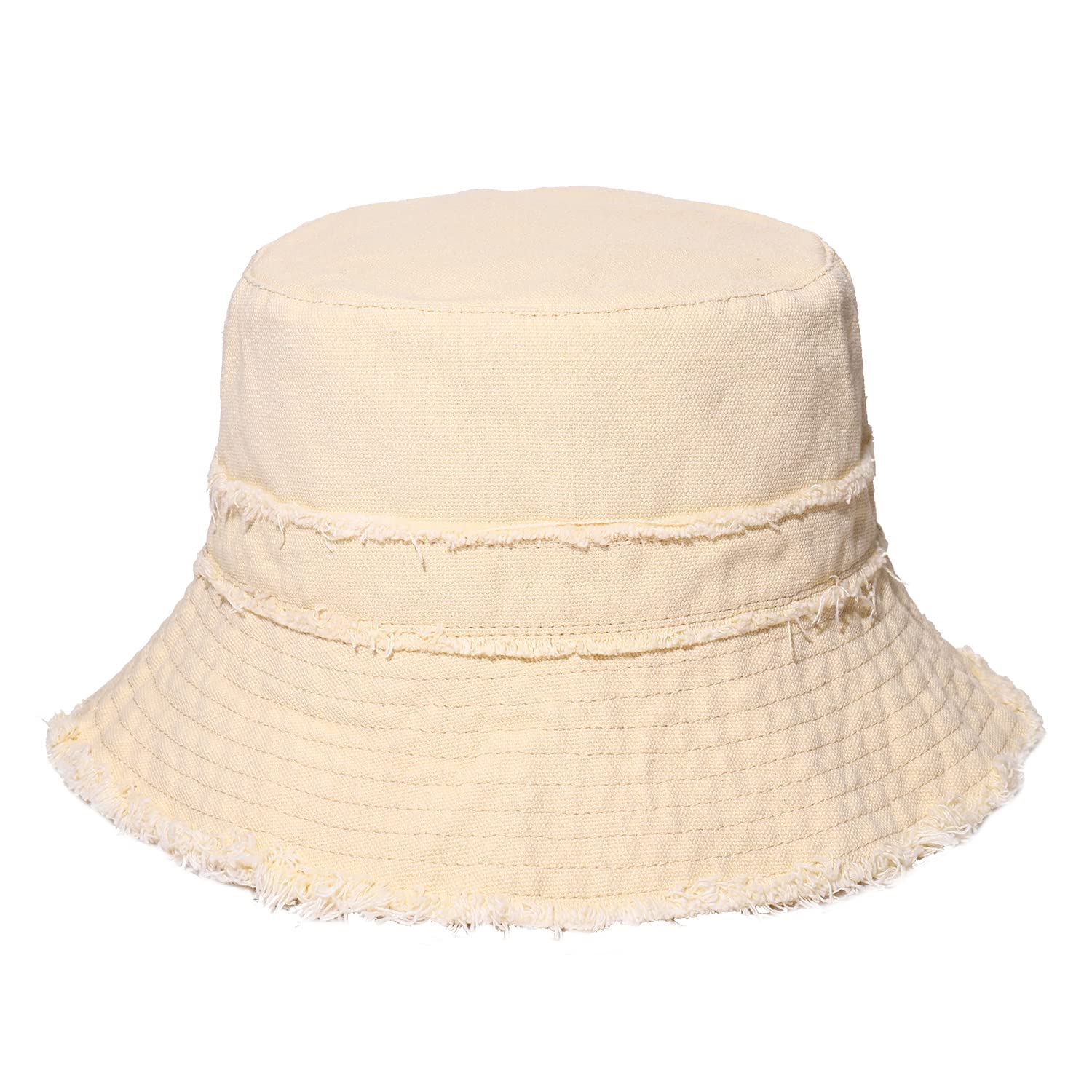 Women's Frayed Bucket Hats - Foldable Wide Brim Cotton Sun Hats for Beach, Outdoor & Summer Activities | UV Protection & Breathable Design for Travel, Gardening & Casual Wear