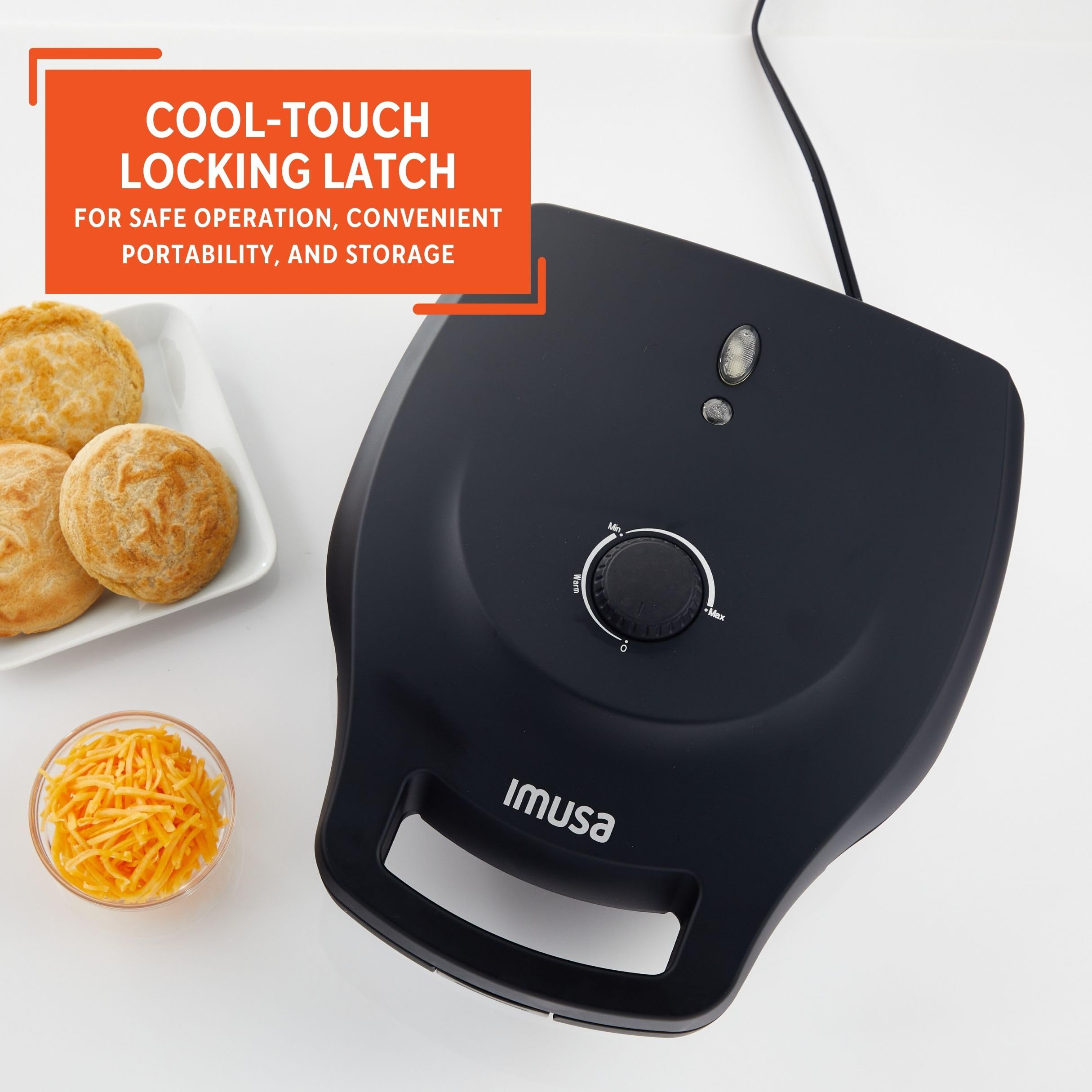 IMUSA 6-Slot Electric Arepa Maker with Adjustable Temperature Control - Matte Black - Perfect for Making Venezuelan & Colombian Arepas at Home