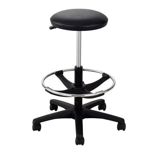 Safco 3436BL Extended Height Black Vinyl Lab Stool - Adjustable Laboratory Stool for Chemistry Labs, Medical Offices & Industrial Workstations (30-34 Inch Height)