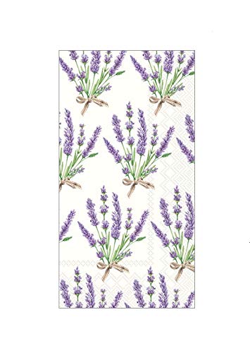 Disposable Hand Towels - Decorative Paper Guest Towels for Bathroom, Dinner Napkins | 32-Pack Purple Lavender Bouquet Design | Perfect for Parties, Weddings & Luxury Home Decor
