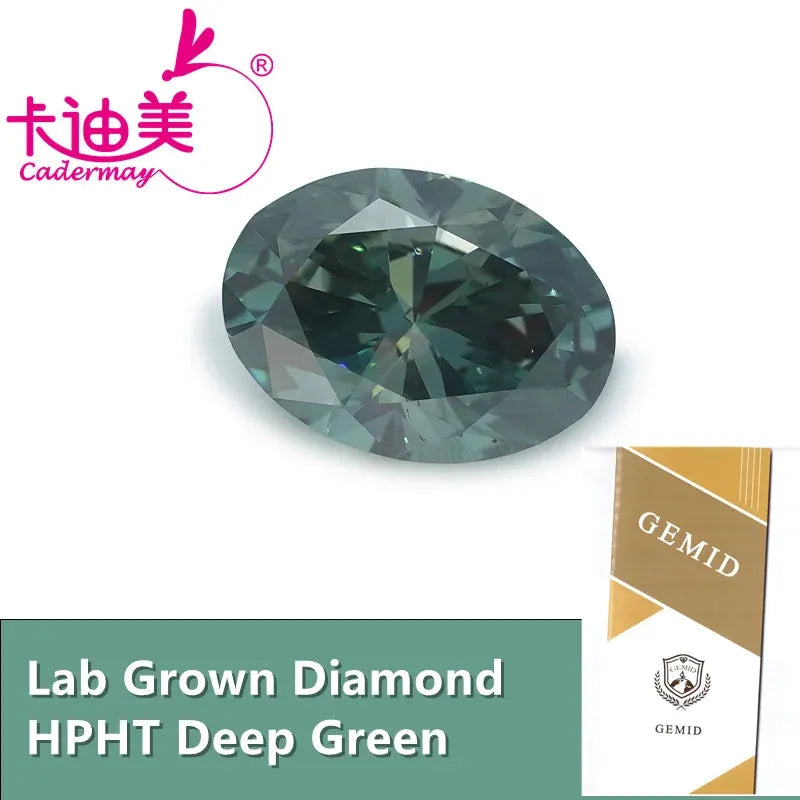 CADERMAY Oval Shape VVS1-VS1 Clarity HPHT Lab Grown Loose Diamond - Deep Green Color with IGI Certificate for Engagement Rings & Jewelry Making - Perfect for Custom Pendants, Earrings & Bridal Jewelry Designs