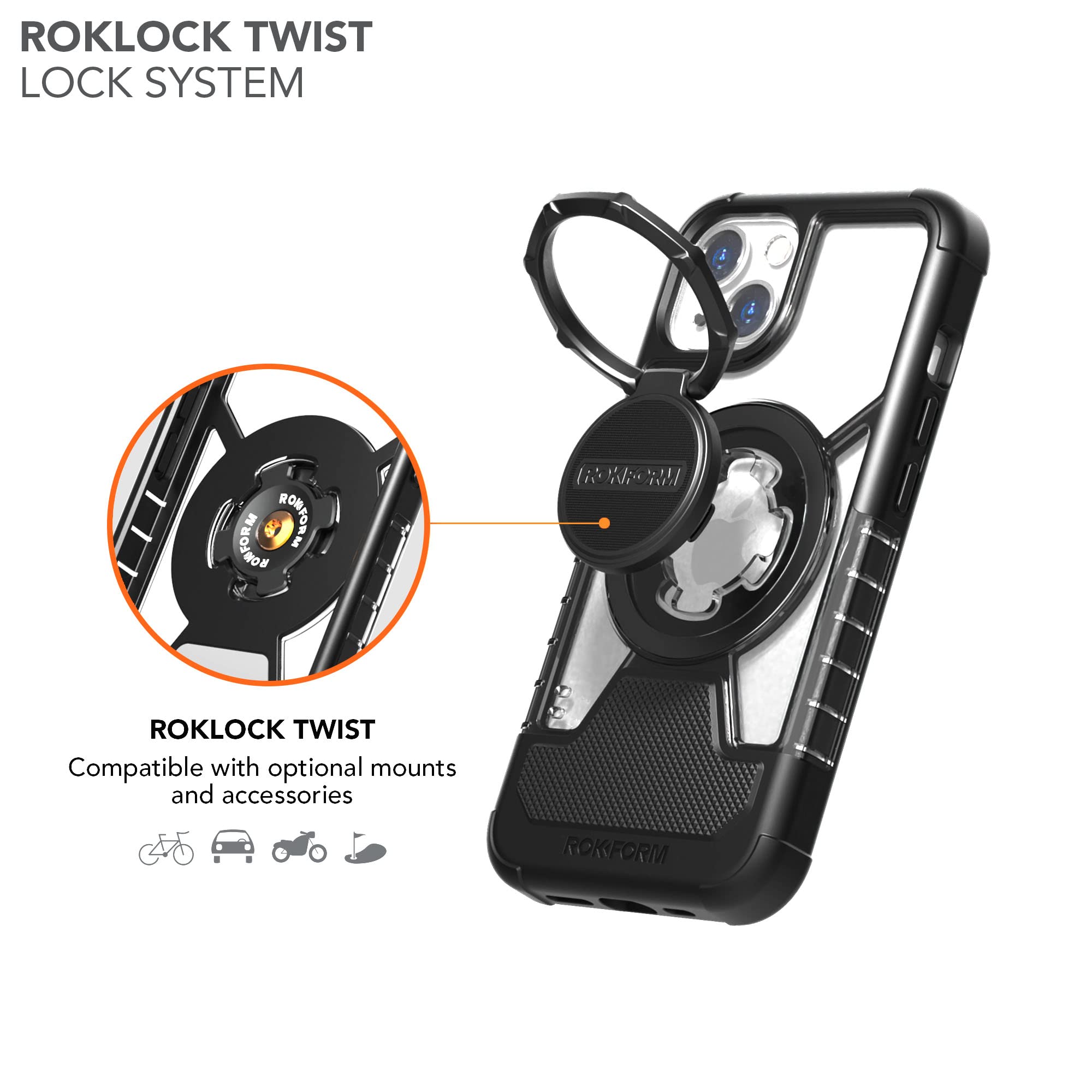 Rokform Crystal Clear Case for iPhone 13 with Motorcycle Phone Mount - Secure Bike Handlebar Mount for iPhone 13/13 Pro - Perfect for Motorcycle Rides, Cycling & Outdoor Adventures