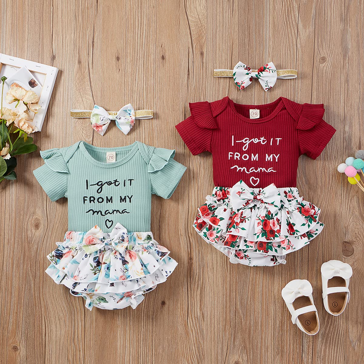 Yccutest Newborn Baby Girl Clothes - Cute Summer Outfits Set with Short Sleeve Romper, Floral Shorts & Bow Headband - Perfect for Playdates, Beach Trips & Photo Shoots
