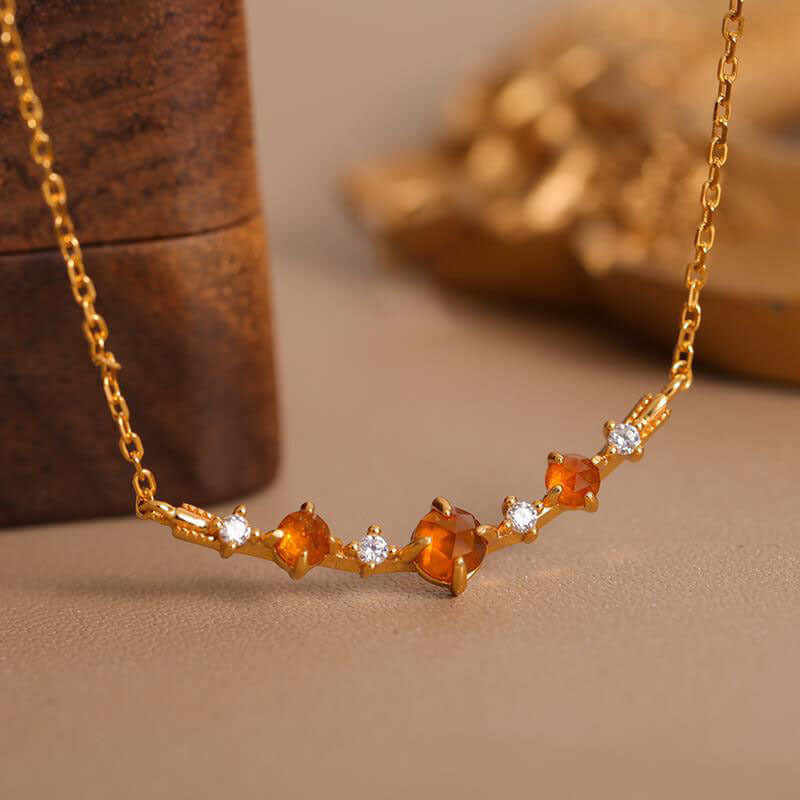 Natural Mandarin Garnet Pendant Necklace with Spiritual Chain - Elegant Gemstone Jewelry for Women | NL7496 | Perfect for Meditation, Yoga & Spiritual Healing