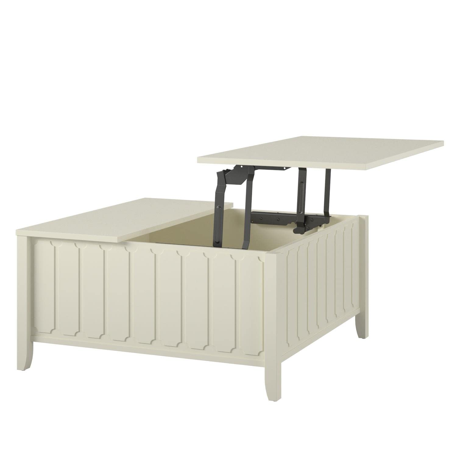 Novogratz Her Majesty Lift Top Coffee Table - White | Modern Lift-Top Design with Storage | Perfect for Living Room, Home Office & Small Spaces