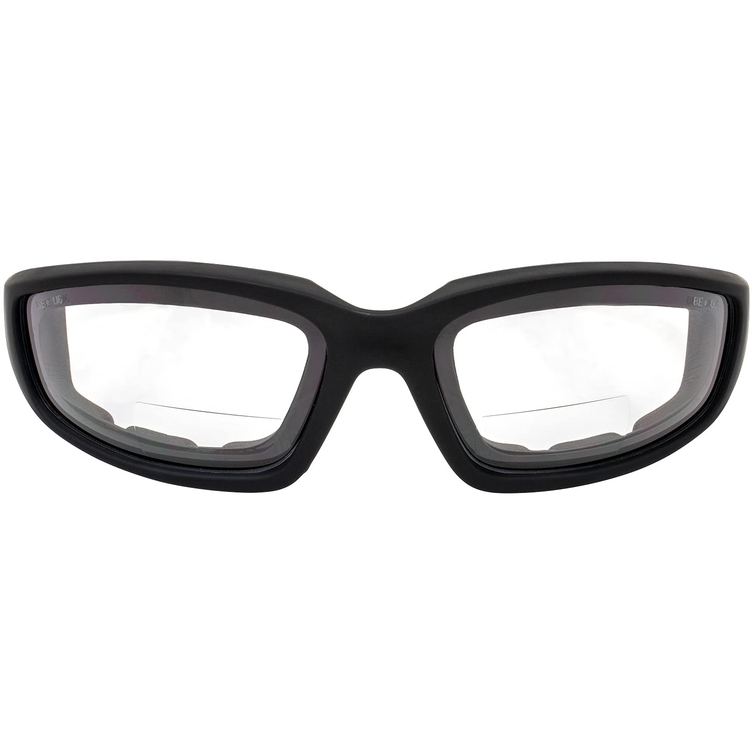 Birdz Eyewear Oriole Padded Safety Bifocal Motorcycle Glasses - Black Frame, Clear Lenses with 2.5 Magnification - Includes Carry Bag | Perfect for Riding, DIY Projects & Outdoor Activities