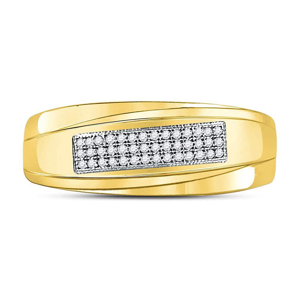 10kt Two-Tone Gold Men's Round Diamond Wedding Band Ring - 1/8 Cttw, Classic Comfort Fit Design for Engagement, Anniversary & Special Occasions