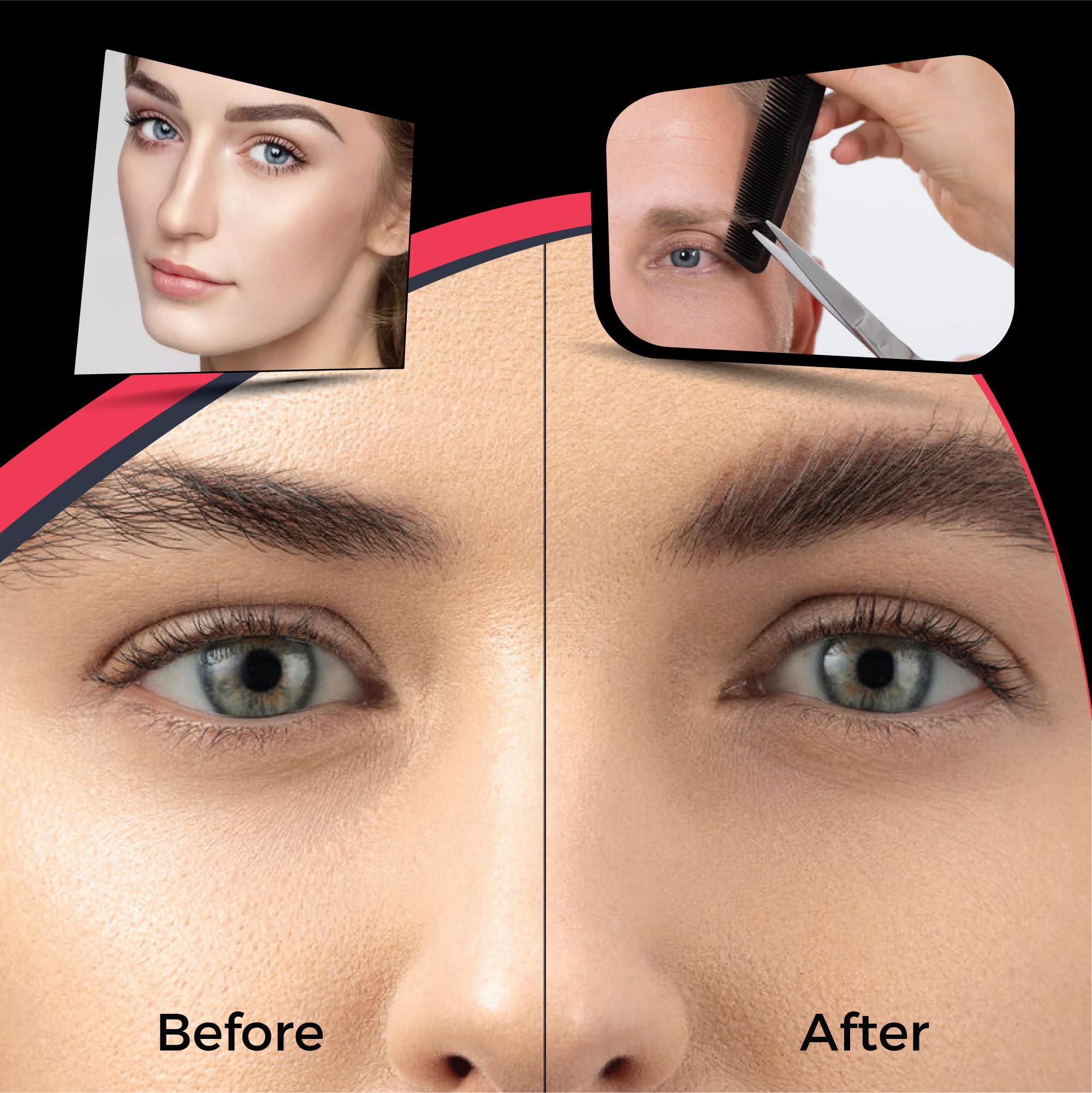 Ador Professional Eyebrow & Facial Hair Scissors - Precision Curved Grooming Scissors for Beard, Mustache, Eyelash, Nose & Ear Hair - Barber Tools for Men & Women - Perfect for Home Grooming & Salon Use