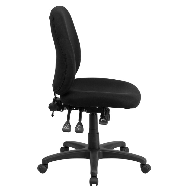 FLASH Wade Mid Back Black Fabric Ergonomic Office Chair with Swivel & Adjustable Height - Perfect for Home Office, Gaming, and Workspace Comfort
