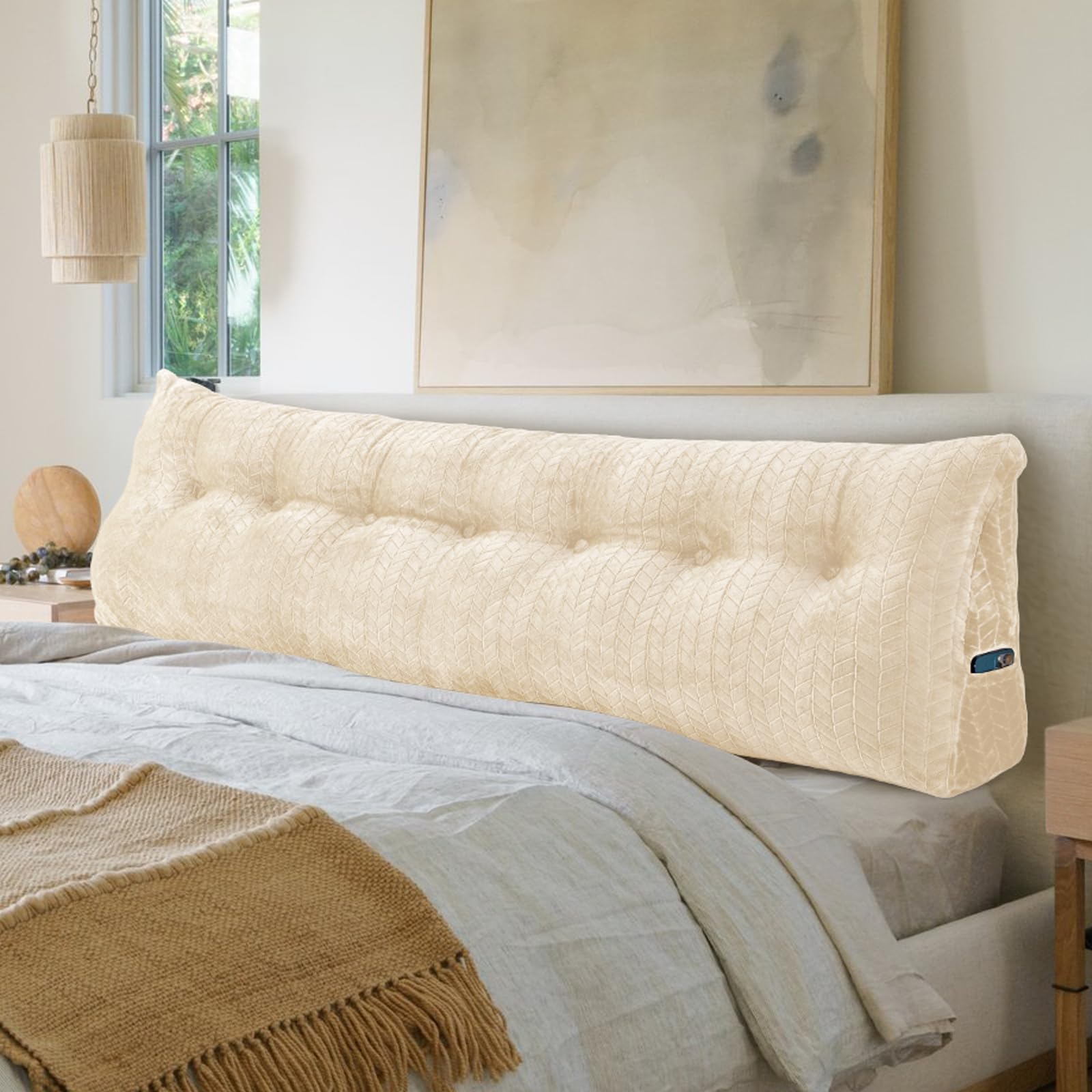 Orthopedic Bed Wedge Pillow for Headboard Support - Large Wedge Cushion for Sitting, Reading & Sleeping - Removable Washable Cover - Perfect for Back Pain Relief, Acid Reflux & Post-Surgery Recovery