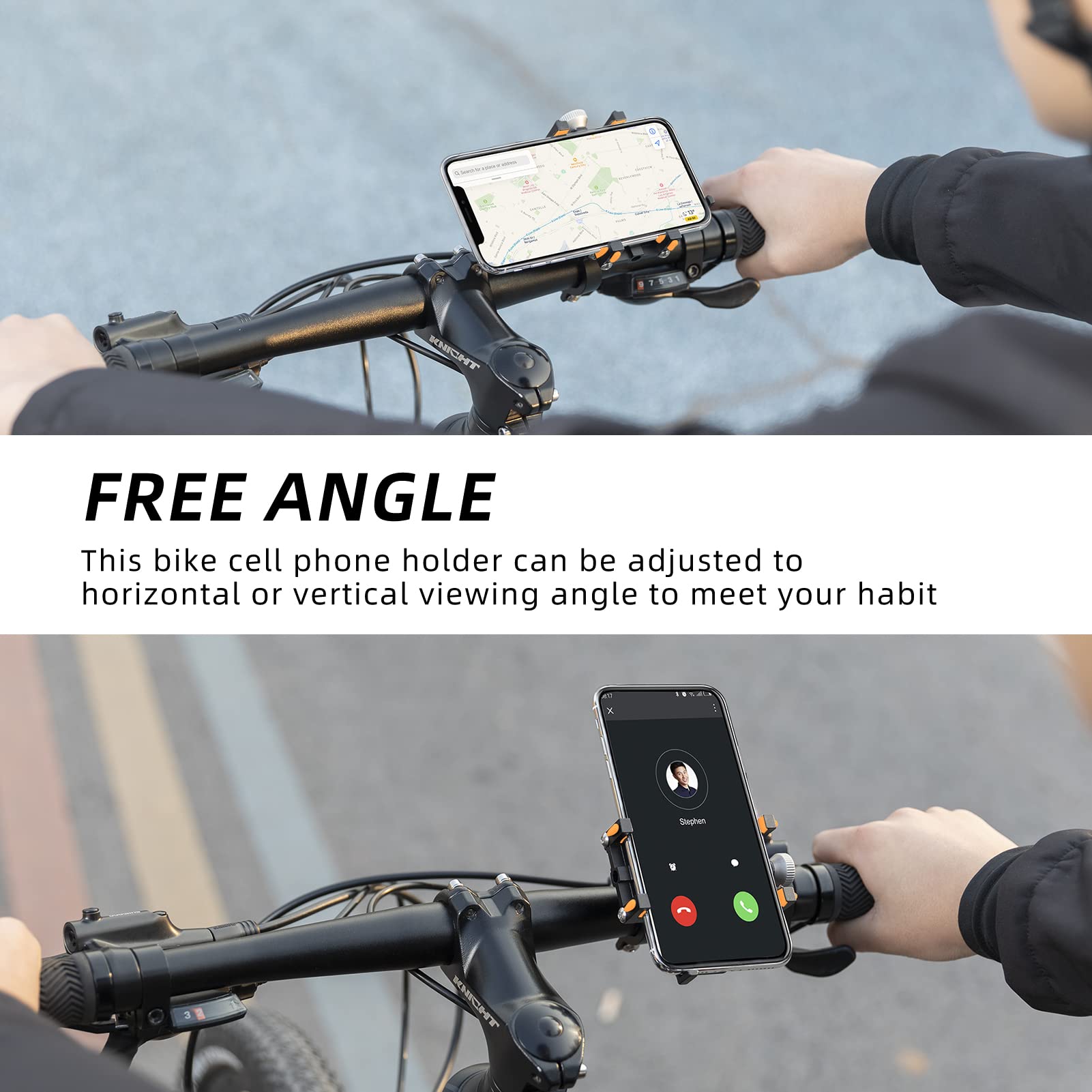 ROCKBROS 360° Rotatable Aluminum Bike Phone Mount - Universal Handlebar Holder for iPhone, Samsung & Smartphones - Perfect for Cycling, Motorcycling & E-Bike Rides