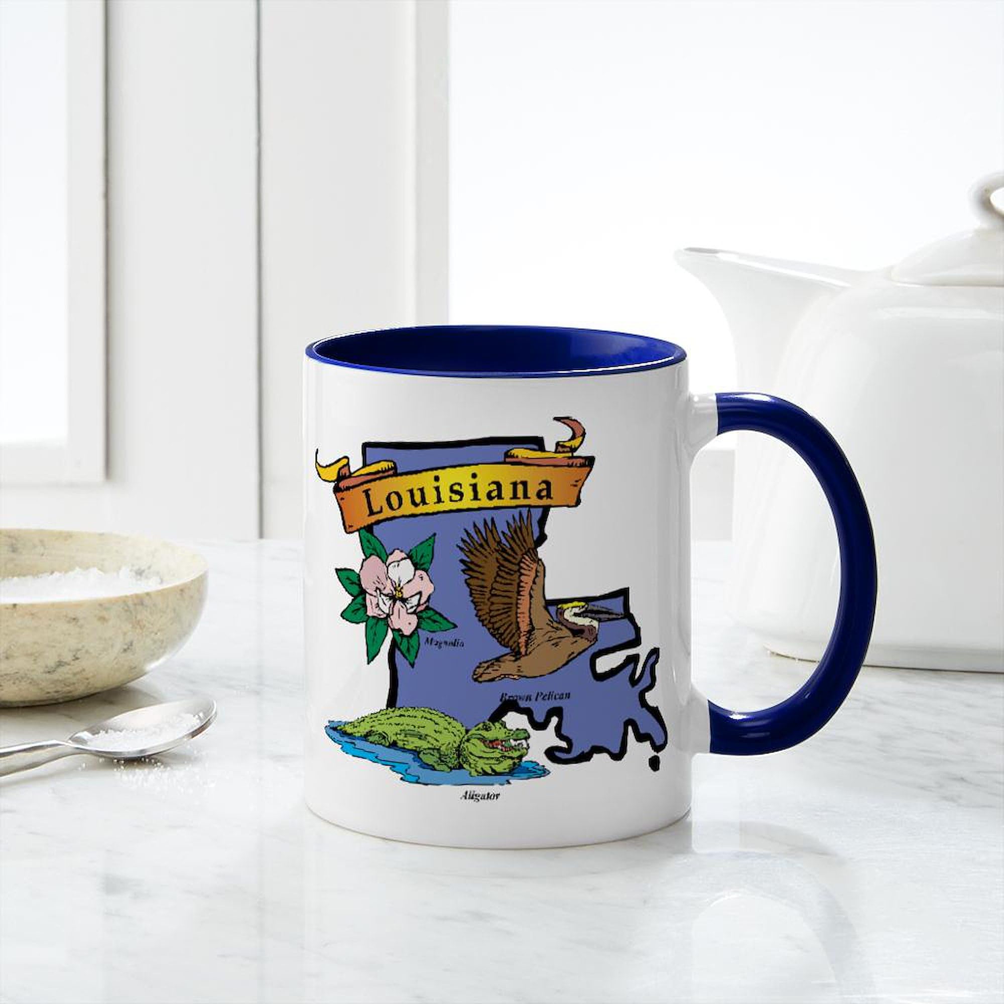 Louisiana Map Ceramic Coffee Mug 11 oz (325 ml) - Perfect for Home, Office & Travel - Gift for Coffee Lovers & State Pride