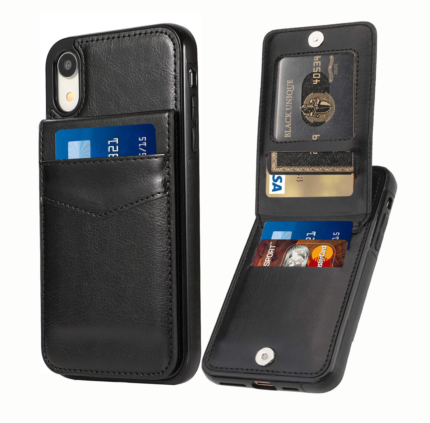 Premium iPhone XR Wallet Case with RFID Blocking Credit Card Slots - PU Leather Protective Cover for iPhone XR 6.1 Inch (Black) - Perfect for Travel, Work & Everyday Use