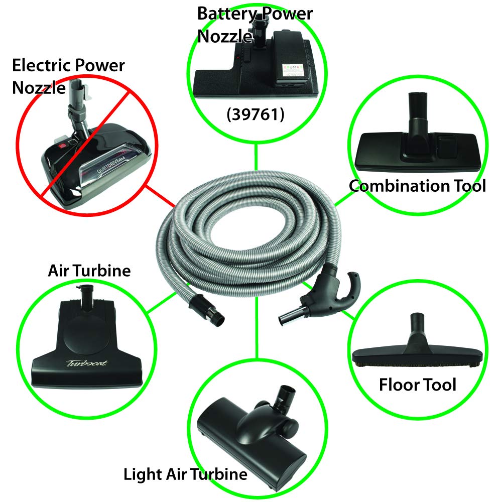 Cen-Tec Systems 90649 40 Ft. Central Vacuum Low Voltage Button Lock Stub Tube Hose for Home & Commercial Cleaning