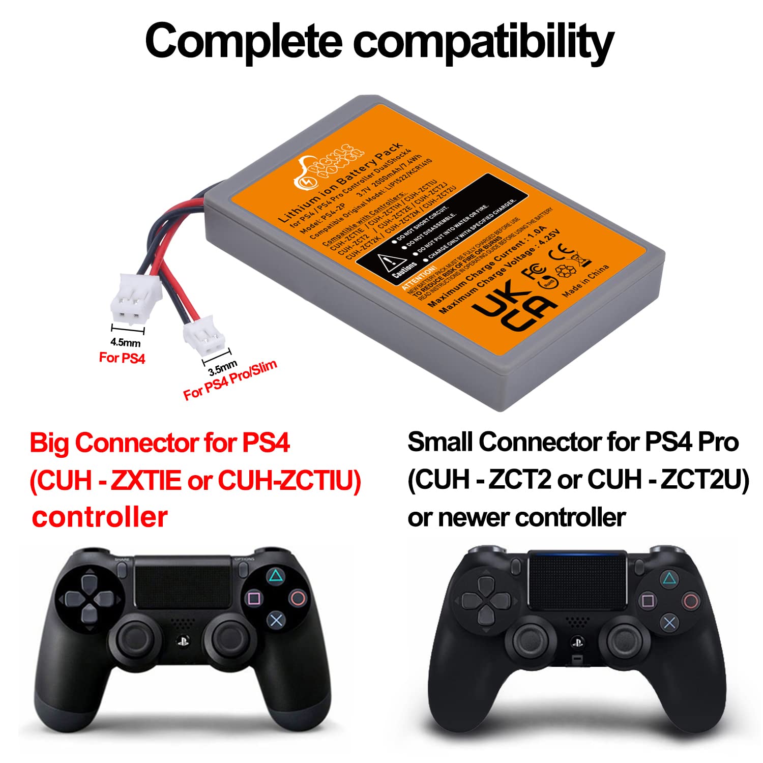 Original PS4/PS4 Pro Battery Replacement for Sony DualShock 4 V1 V2 Controller - Compatible with CUH-ZCT2/CUH-ZCT2E/CUH-ZCT1E/CUH-ZCT1U - Perfect for Gaming, Streaming & Long Play Sessions