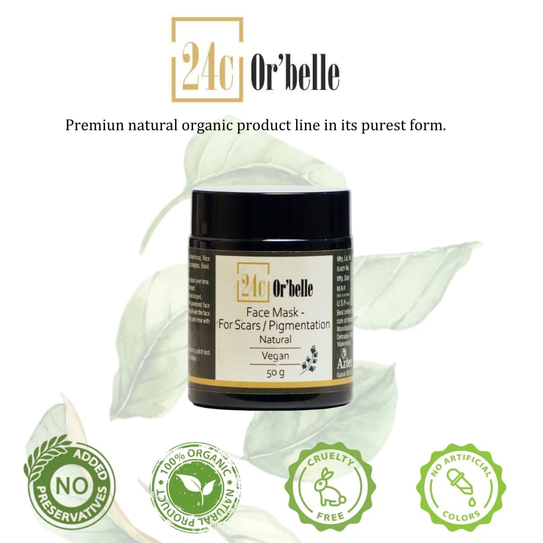 Orbelle Brightening Face Mask with Ashwagandha, Rice Powder & Tea Tree Extract - Reduces Scars & Pigmentation for Glowing Skin - Perfect for Acne-Prone & Sensitive Skin Care Routine