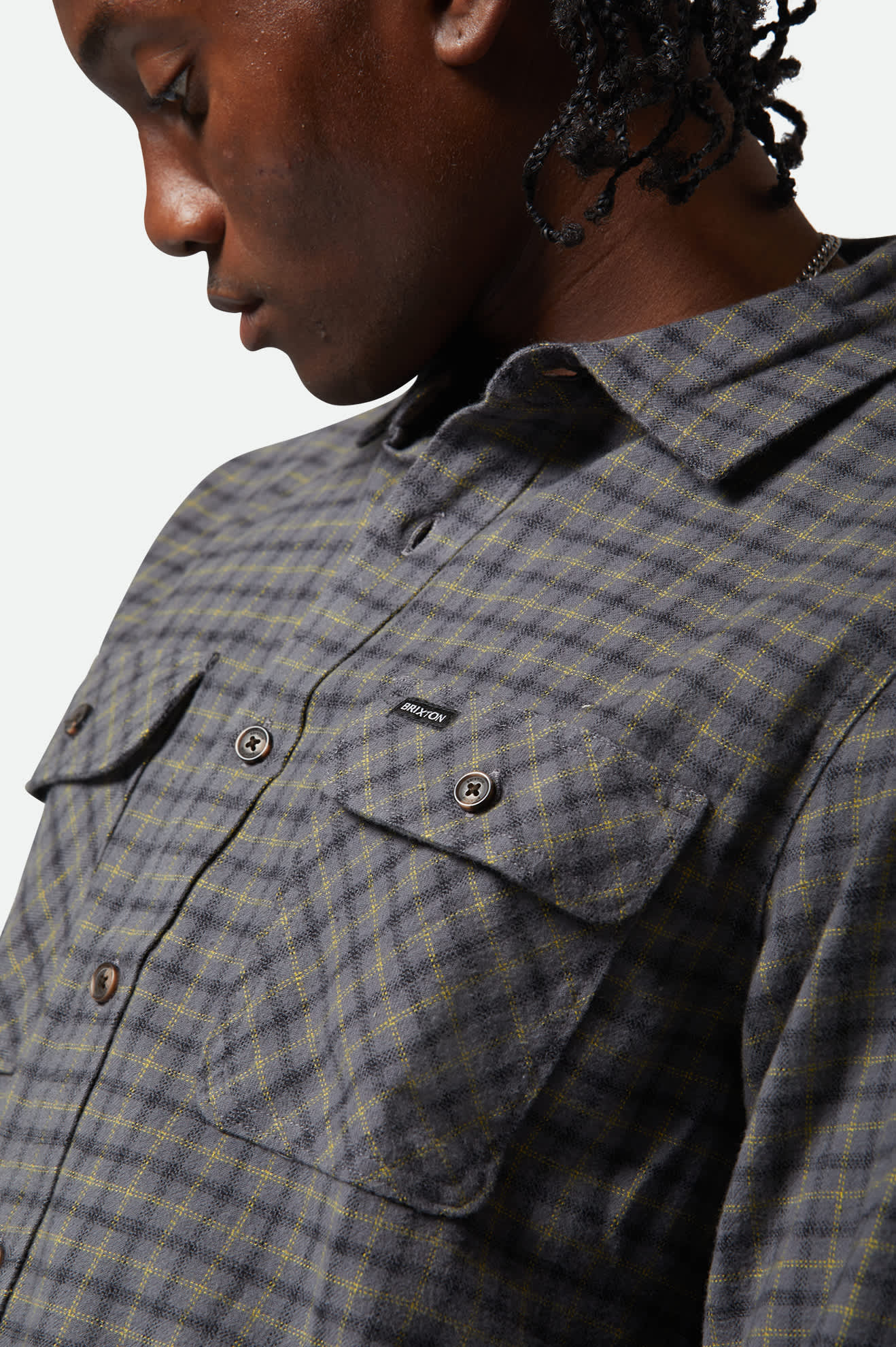 Bowery Lightweight Ultra Soft Long Sleeve Flannel Shirt for Men - Charcoal/Ray Flower/Black Plaid - Comfortable Casual Wear for Fall & Winter Outdoor Activities