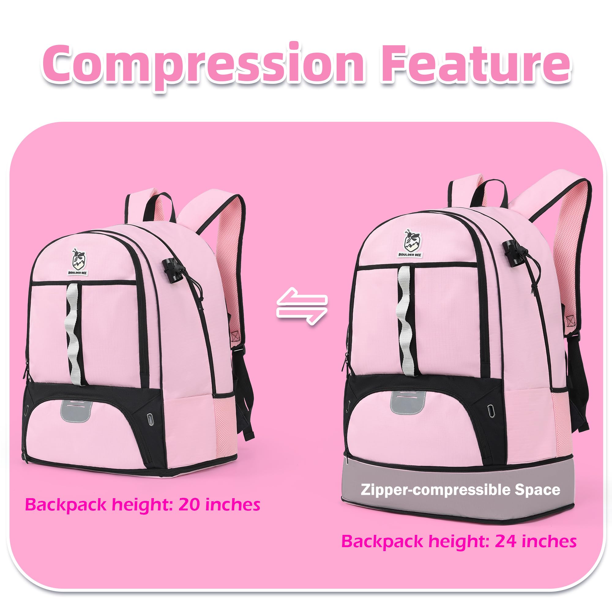 Boulder Bee Lacrosse Backpack with Stick Holders - Durable Field Hockey Sports Bag for Women & Girls - Perfect for Training, Games & Travel Accessories