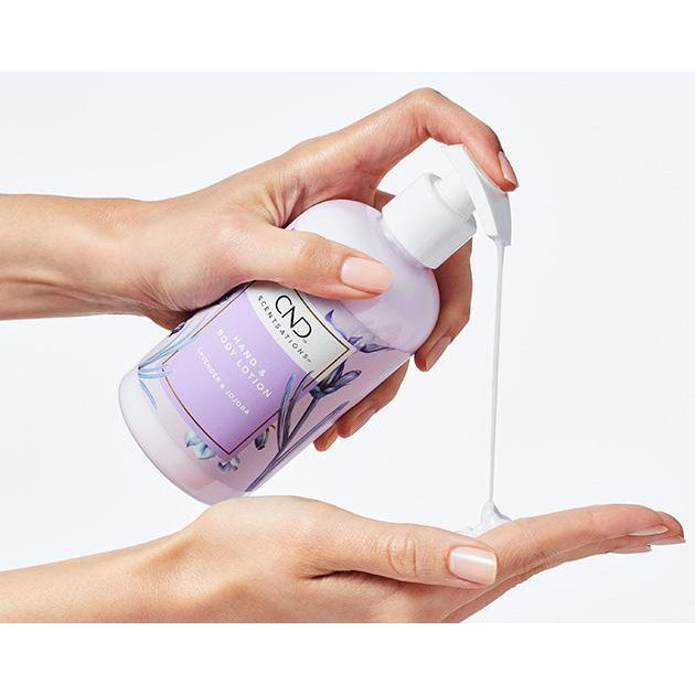 CND Scentsation Lavender & Jojoba Moisturizing Lotion 8.3 fl oz - Soothing Hand & Body Cream for Dry Skin, Relaxing Aromatherapy, Spa & Nighttime Use