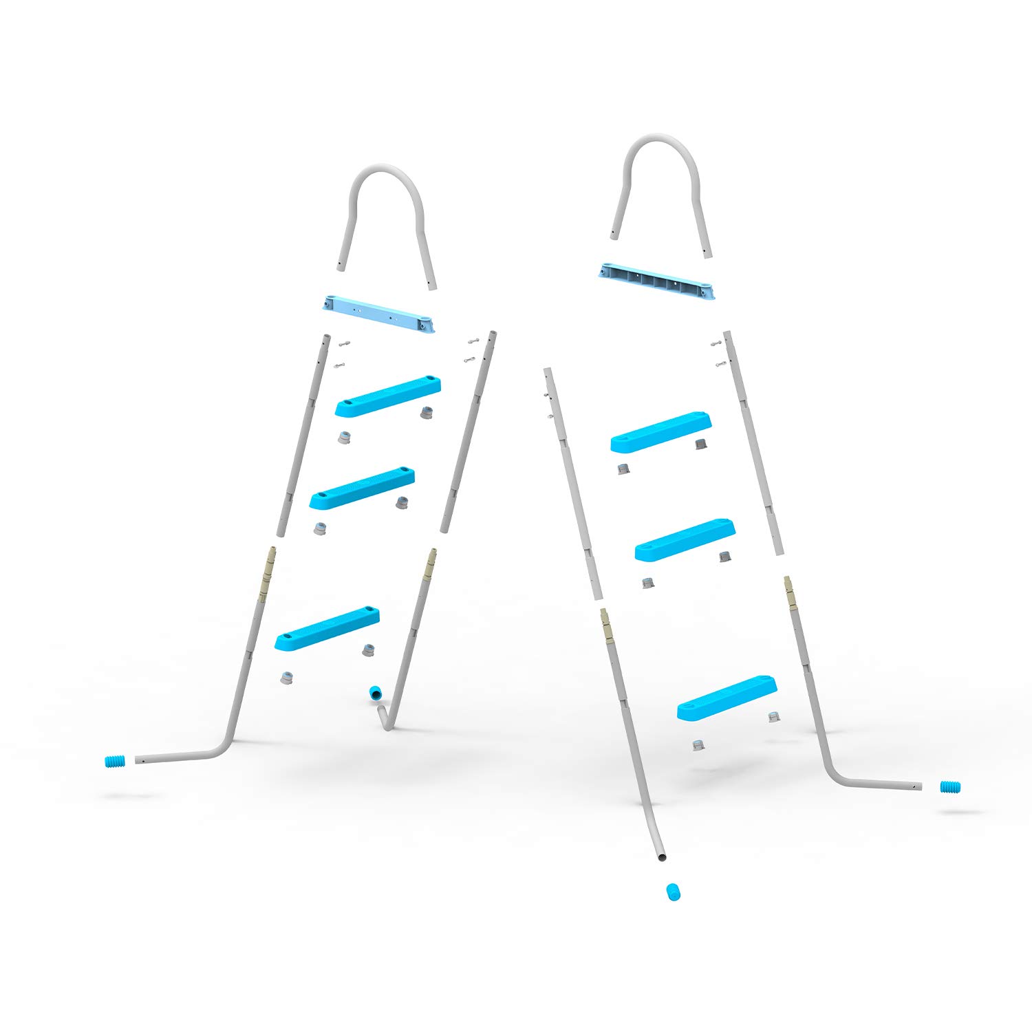 JLeisure 43 Inch Heavy Duty 3-Step A-Frame Swimming Pool Ladder - Durable Metal Steel Frame for Above Ground Pools - Perfect for Backyard, Patio, and Outdoor Use