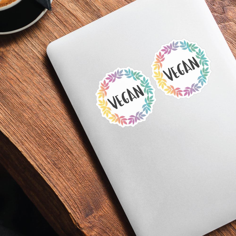 2X Vegan Rainbow Style Sticker Decals - Waterproof & Durable Vinyl Decals for Laptops, Water Bottles, Cars & DIY Crafts - Perfect for Home, Office & School Decor
