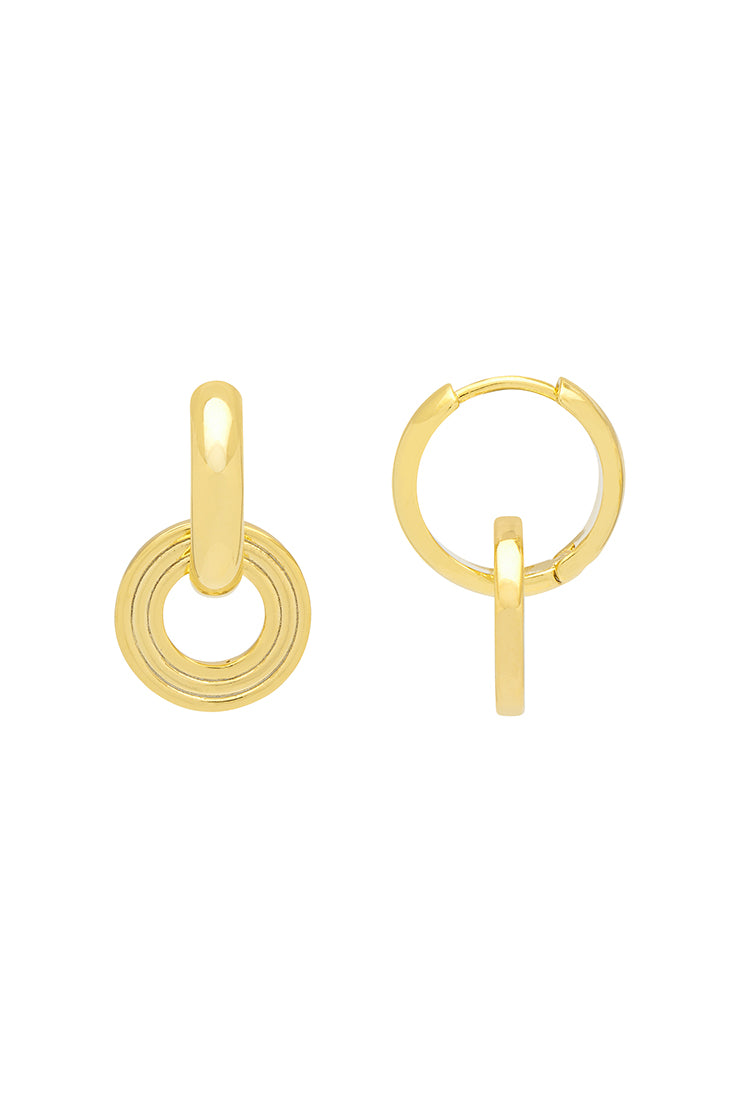 Stylish Grooved Circle Drop Hoop Earrings for Women - Trendy Dangle Jewelry for Parties, Weddings & Everyday Wear
