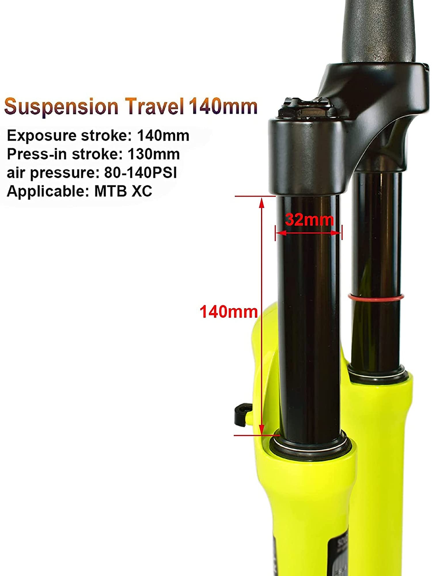 Ultralight MTB Air Suspension Forks 26/27.5/29 Inch 140mm Travel - Remote Lockout & Rebound Adjust - Straight/Tapered QR 9mm - Disc Brake Compatible - Perfect for Trail Riding, Downhill & Mountain Biking Adventures
