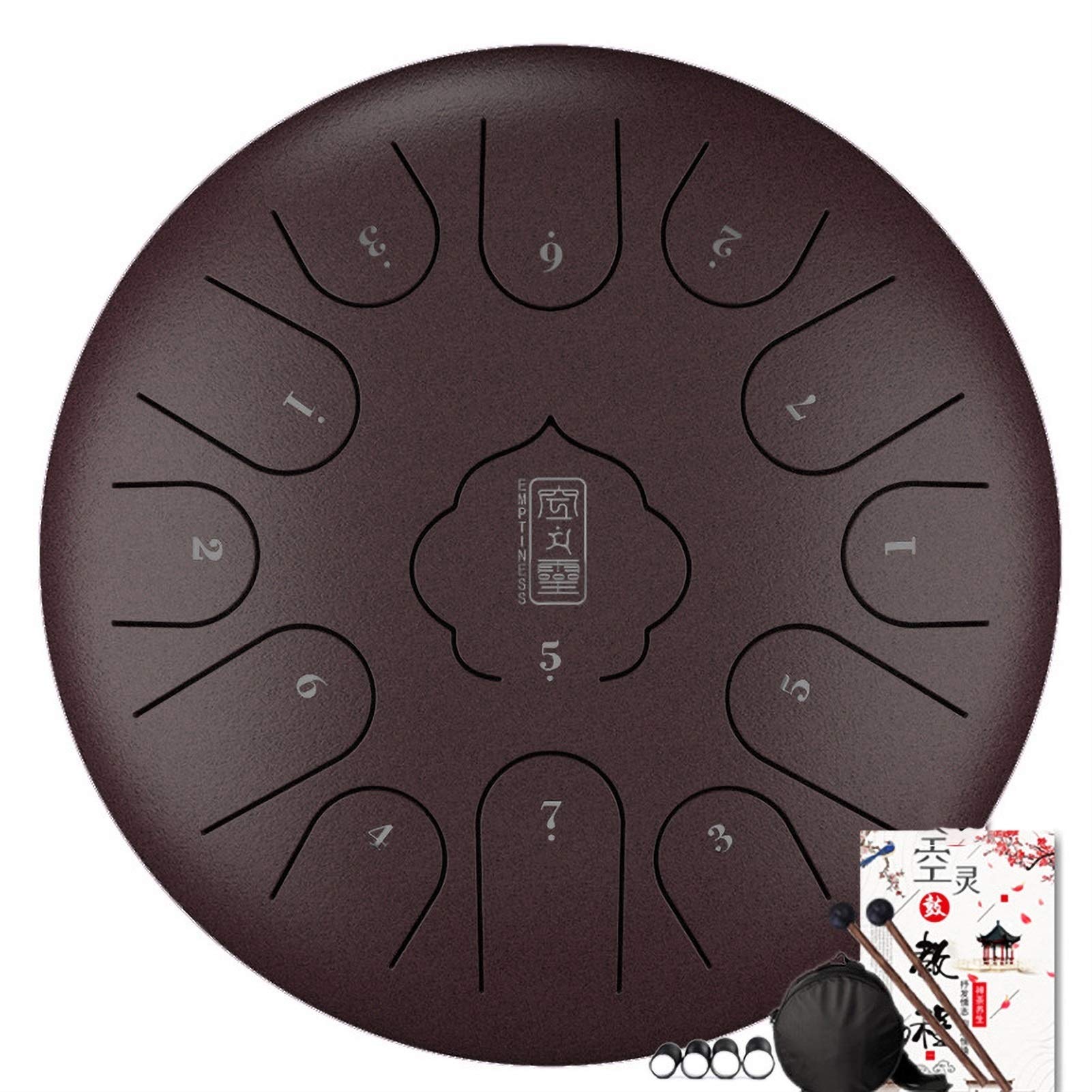 13 Notes 12 Inch Steel Tongue Drum - Handpan Tank Drum with Mallets, Tonic Sticker & Music Book - Perfect for Meditation, Yoga, Sound Therapy & Outdoor Camping - Includes Travel Bag (Color: Blue)