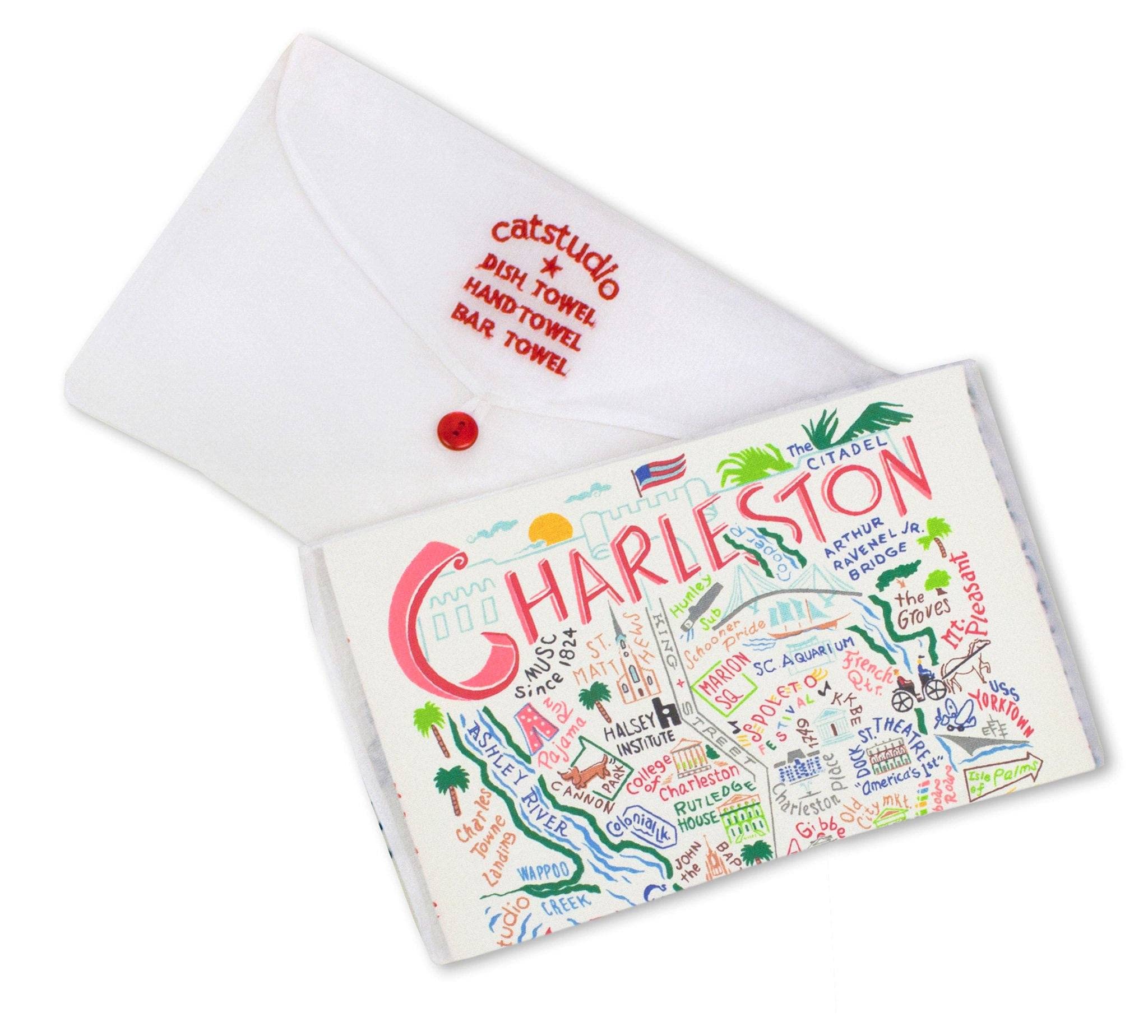 Catstudio Charleston Dish & Hand Towel Set - Absorbent Cotton Kitchen, Bar & Bathroom Towels for Drying Dishes, Glassware & Hands | Perfect for Home, Restaurant & Gifts