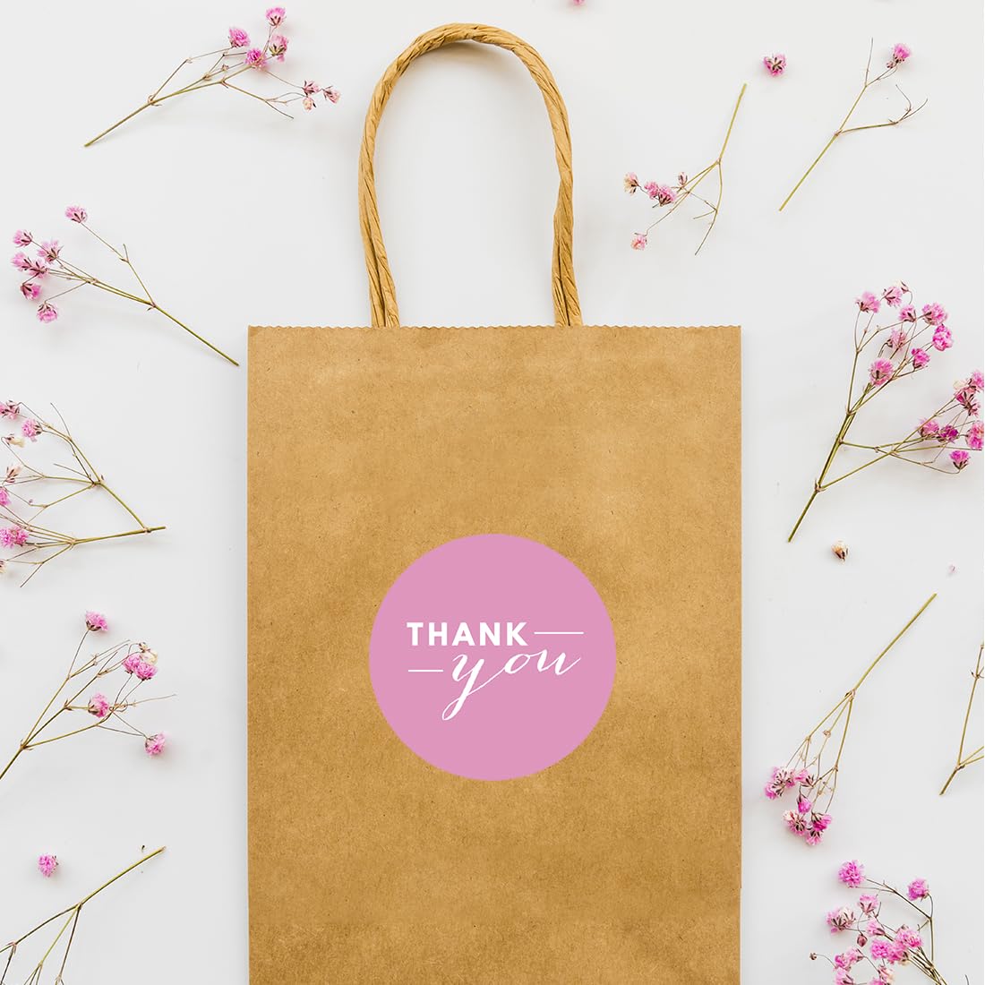 Andaz Press Circle Thank You Stickers - 40-Pack Pink Labels for Gift Wrapping, Party Favors & Craft Projects - Elegant Design for DIY, Scrapbooking & Event Decorations