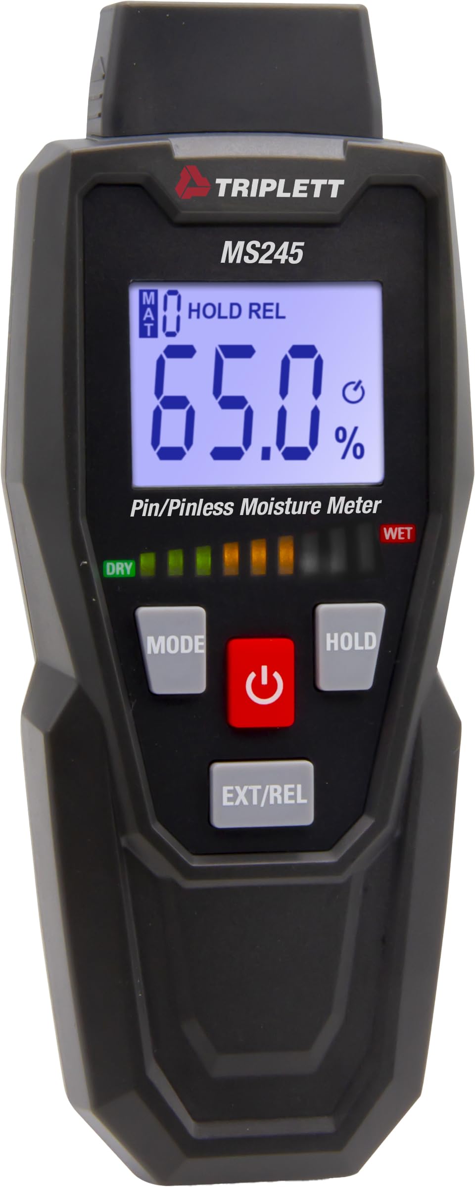 Triplett MS245 Digital Pin/Pinless Moisture Meter for Wood, Drywall, Concrete - Professional Building Material Tester with Audible Alarm & LCD Display - Perfect for Flooring, Lumber, Construction Inspection
