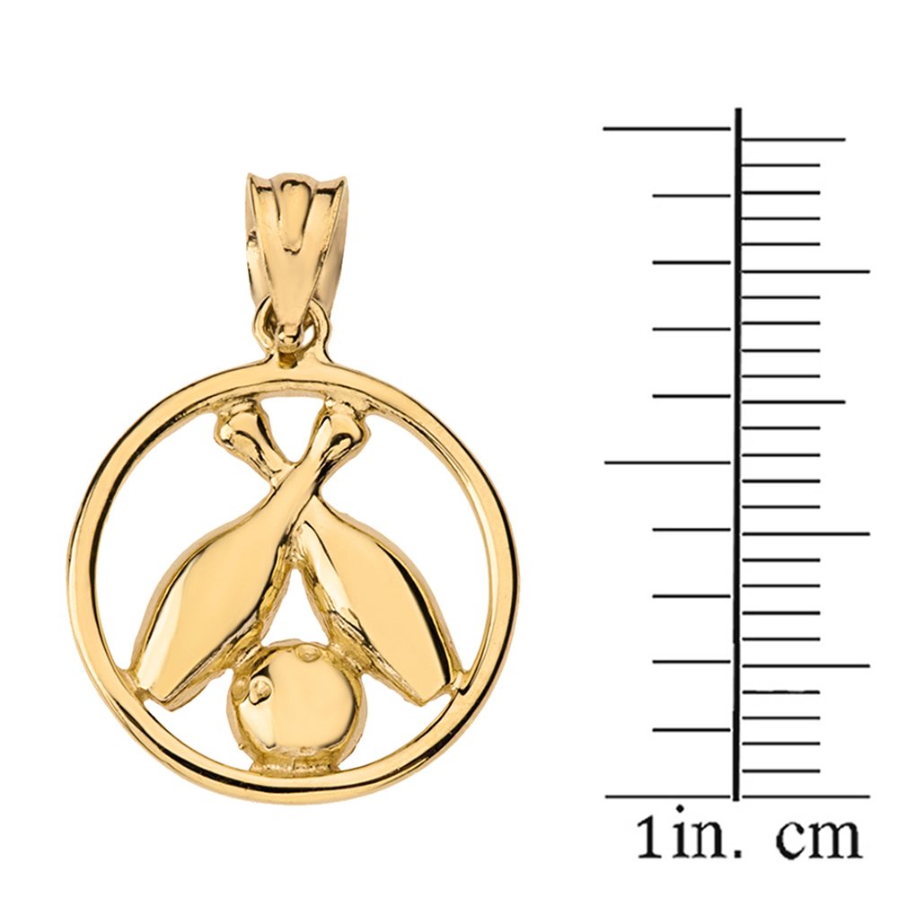 Polished Bowling Ball & Two Pins Crossed Round Pendant Necklace - Perfect Gift for Bowlers & Sports Fans