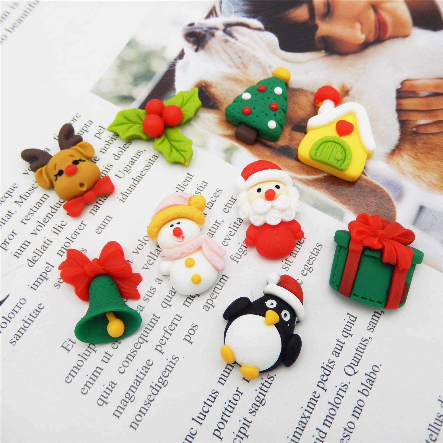 20-Pack Assorted Cartoon Christmas Series Matte Resin Flat Back Embellishments - DIY Scrapbooking, Card Making, Craft Decorations (2-3cm) - Perfect for Holiday Cards, Gift Wrapping & Home Decor
