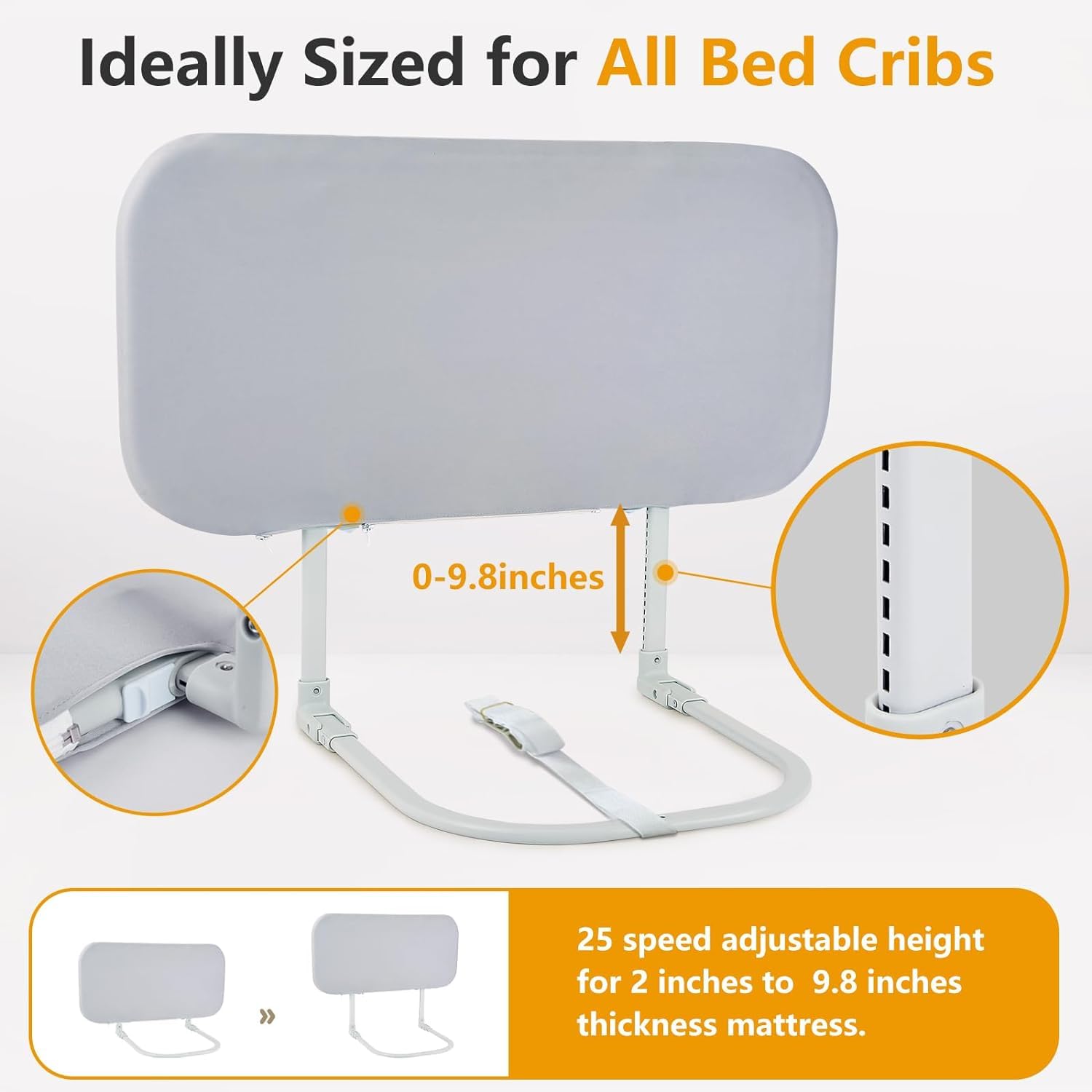 Portable Toddler Bed Rails for Travel - Adjustable Safety Guard Rail for Crib, Twin, Queen, Full & King Size Beds - Easy to Install Baby Bed Rail for Toddlers & Kids - Perfect for Hotels, Home & Airbnbs