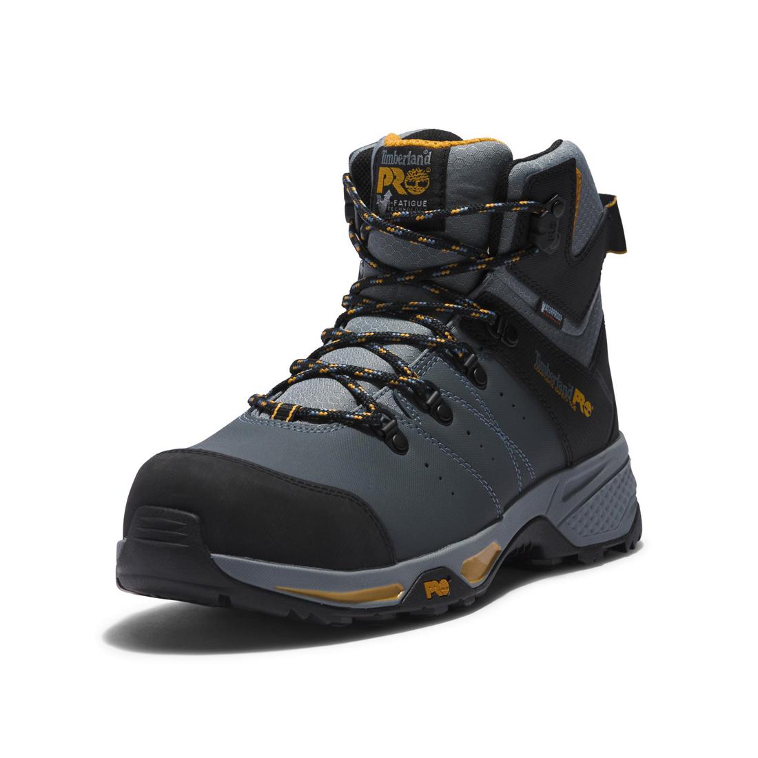 Switchback 6 Inch Composite Toe Waterproof Work Boots for Men - Slip Resistant Safety Shoes with Electrical Hazard Protection - Ideal for Construction, Warehouse & Outdoor Work (Gray)