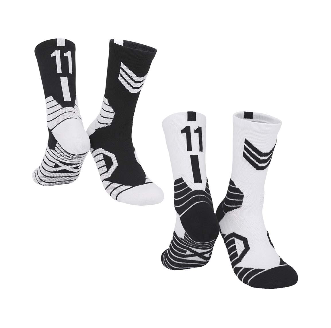 INAGWE 2 Pairs Basketball Socks for Men & Women - Moisture Wicking Athletic Crew Socks with Arch Support - Perfect for Basketball, Running, Gym & Sports Gifts