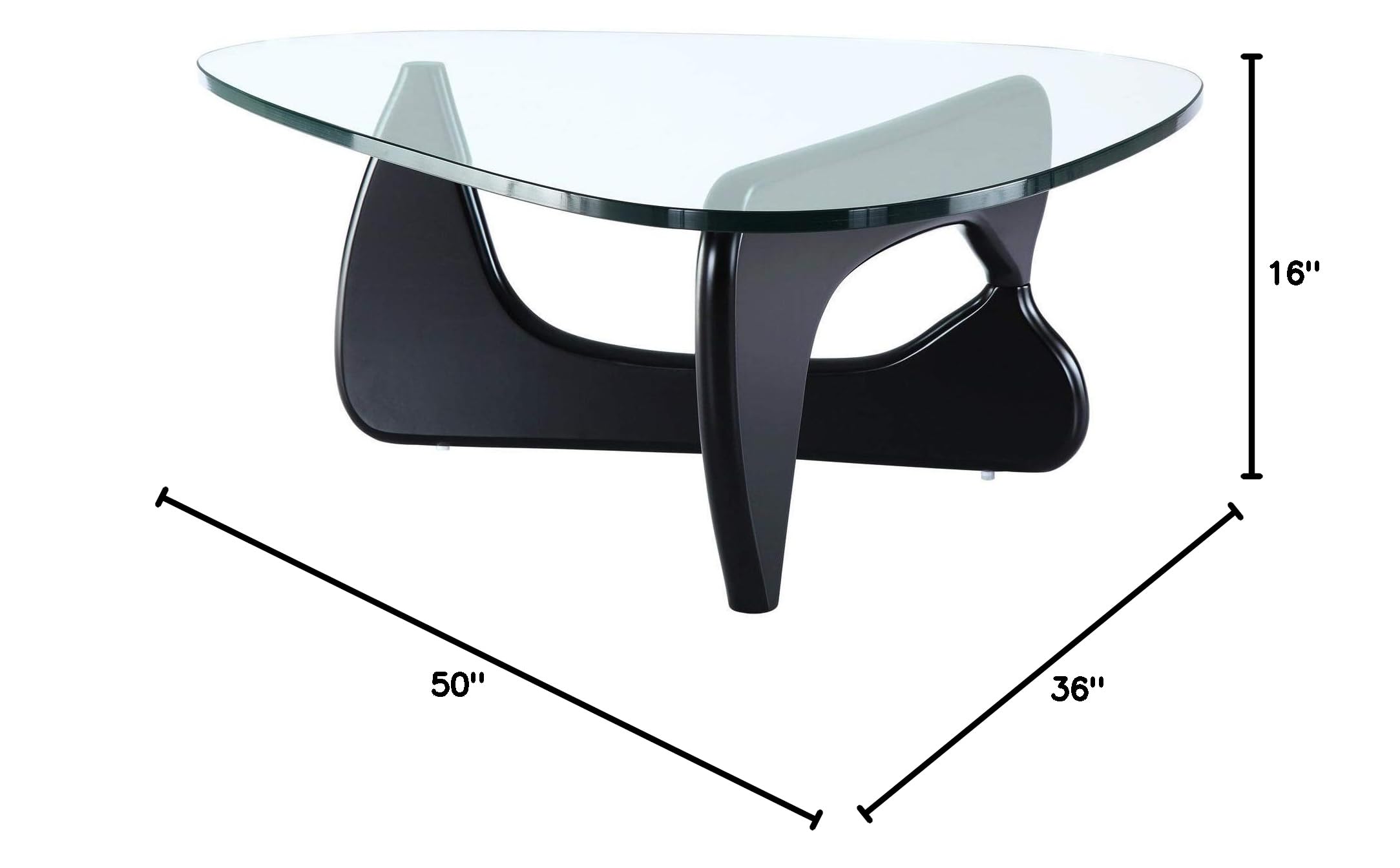 Premium Black Glass Top Triangle Coffee Table - Modern Living Room Centerpiece for Stylish Home Decor