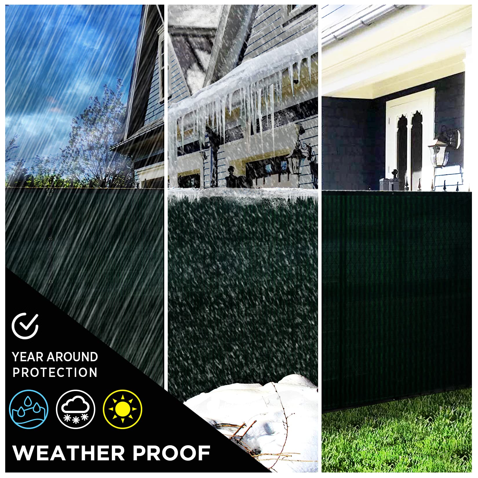 Boen 4' x 50' Green Backyard Privacy Screen Fence Cover - Instant Outdoor Windproof Shade Solution for Metal, Chain Link, Wood & Plastic Fences - Perfect for Patio, Deck, Pool Area & Garden Privacy Protection