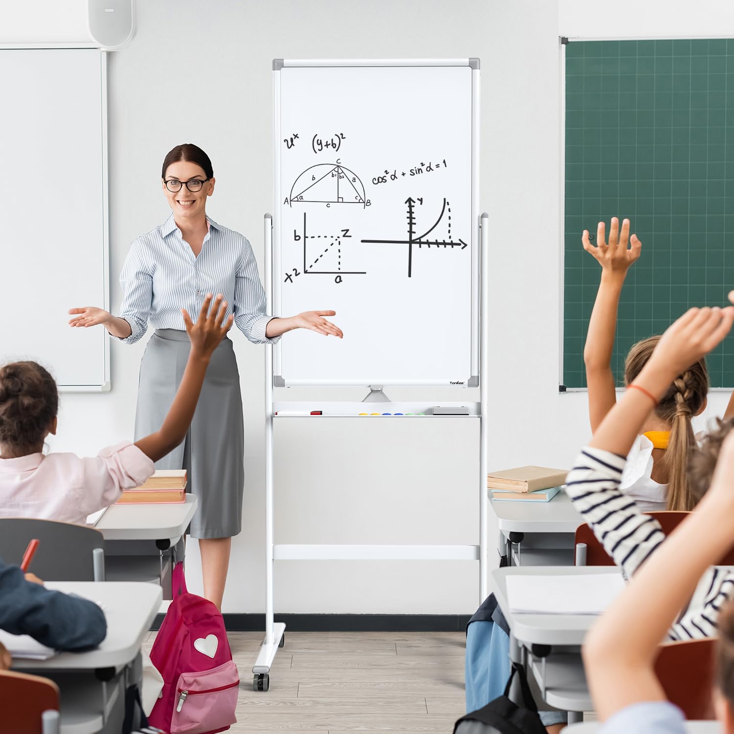 TANKEE 40x24 Inch Mobile Magnetic Dry Erase Board - Double Sided Rolling Whiteboard Easel with Aluminum Frame for Office, Home & Classroom | Portable Standing White Board for Presentations, Teaching & Brainstorming