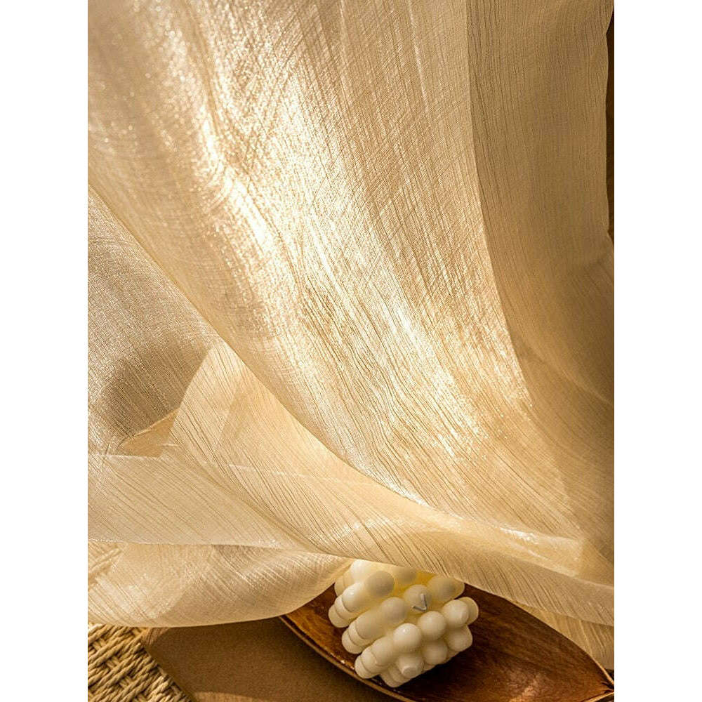 Annapolis Sheer Curtains with Subtle Gold Shimmer - Light Beige Window Drapes for Living Room & Bedroom | Elegant Semi-Transparent Voile Panels for Natural Light Filtering