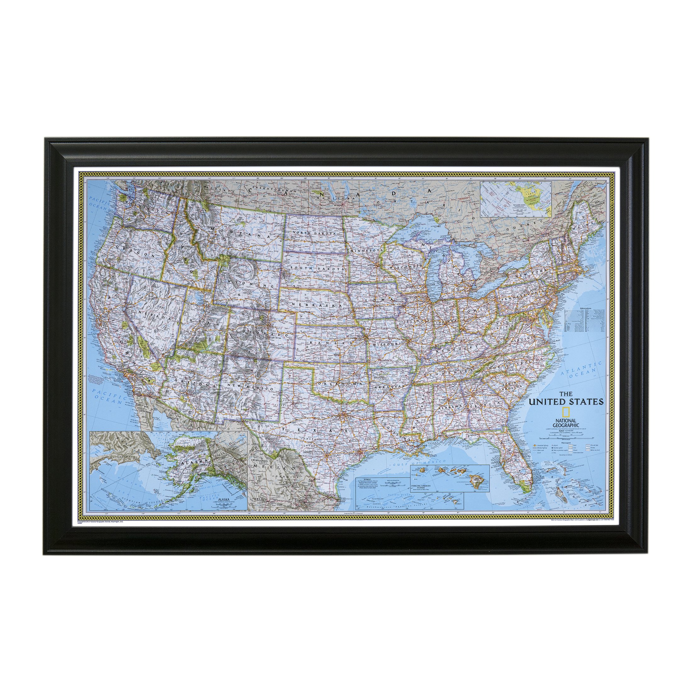 Push Pin Travel Map - Classic US Black Framed Pin Map for Tracking Adventures - 27.5