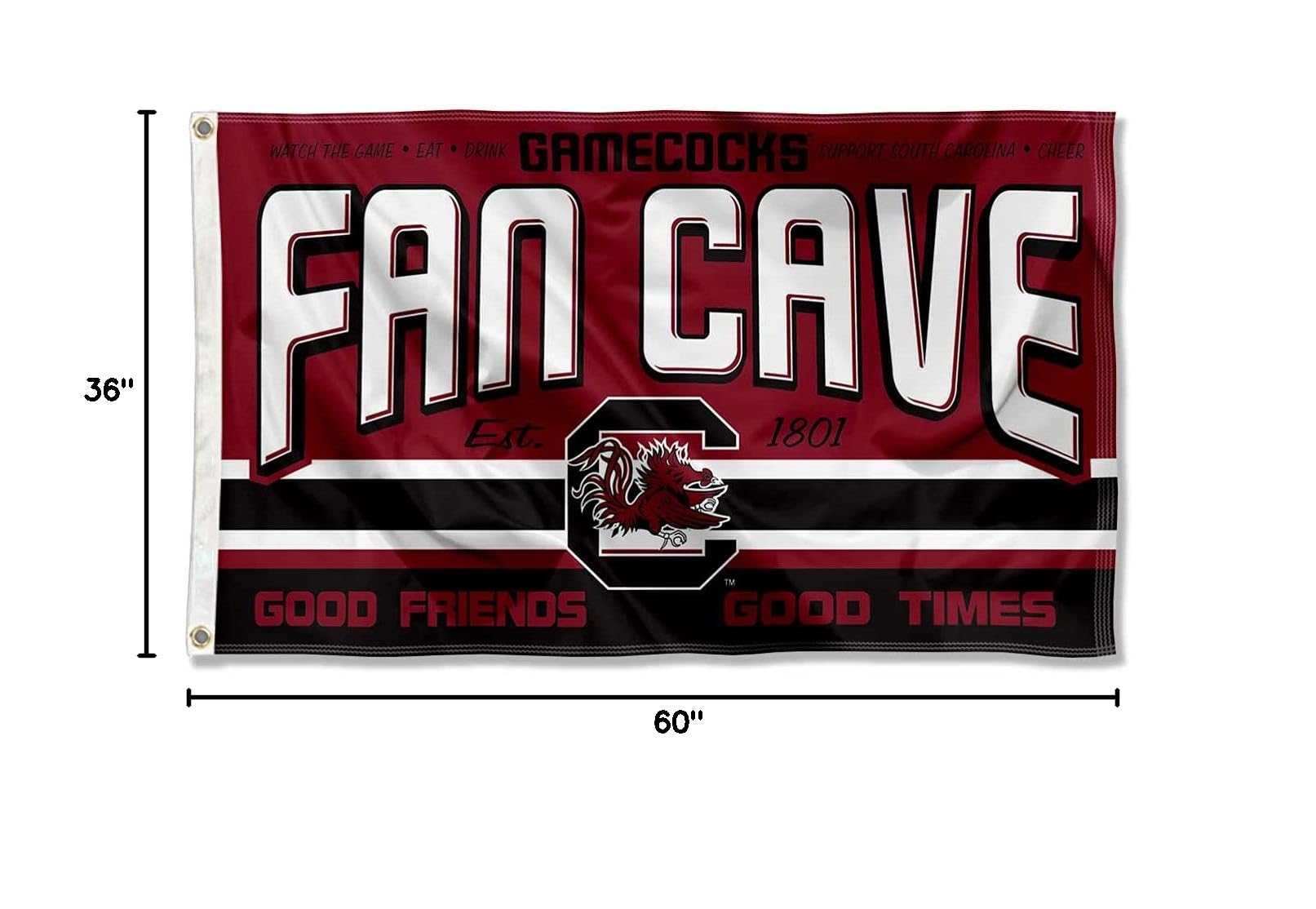 South Carolina Gamecocks Man Cave Banner Flag - College Football Team Decor for Game Room, Tailgate Party & Sports Fan Cave - 3x5 Feet Double Sided Polyester