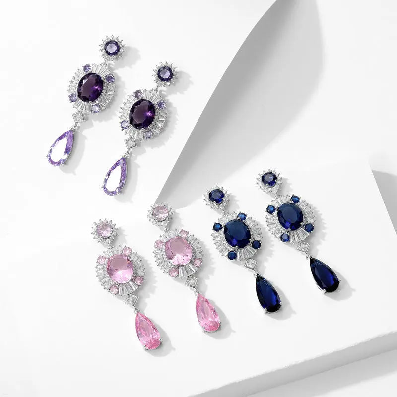 Elegant Cubic Zirconia Waterdrop Earrings for Women - Wedding, Banquet & Bridal Jewelry Set - Perfect for Brides, Prom, and Formal Occasions