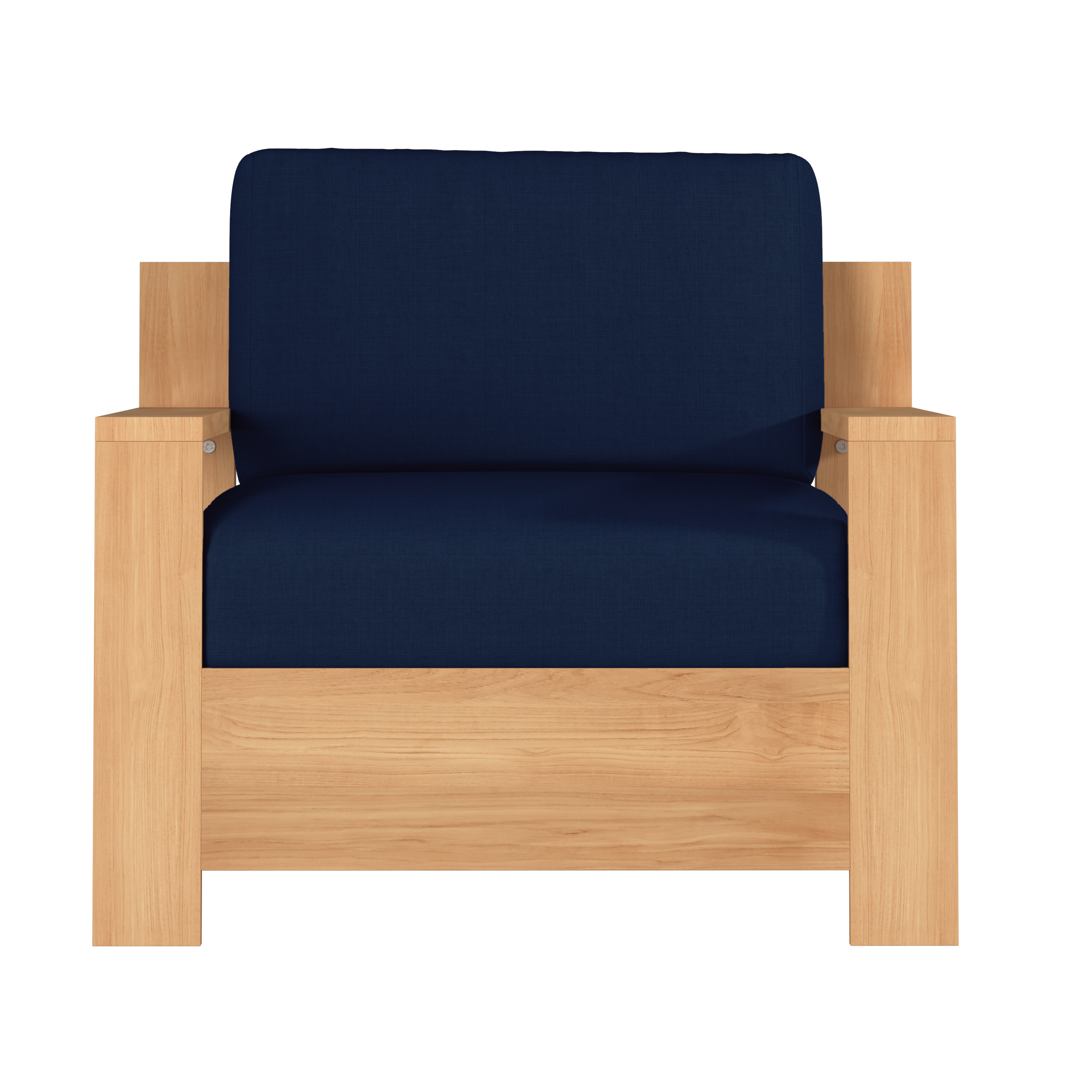 Lothair Teak Outdoor Club Chair with Sunbrella Navy Cushion - Weather-Resistant Patio Furniture for Poolside, Garden & Backyard Relaxation