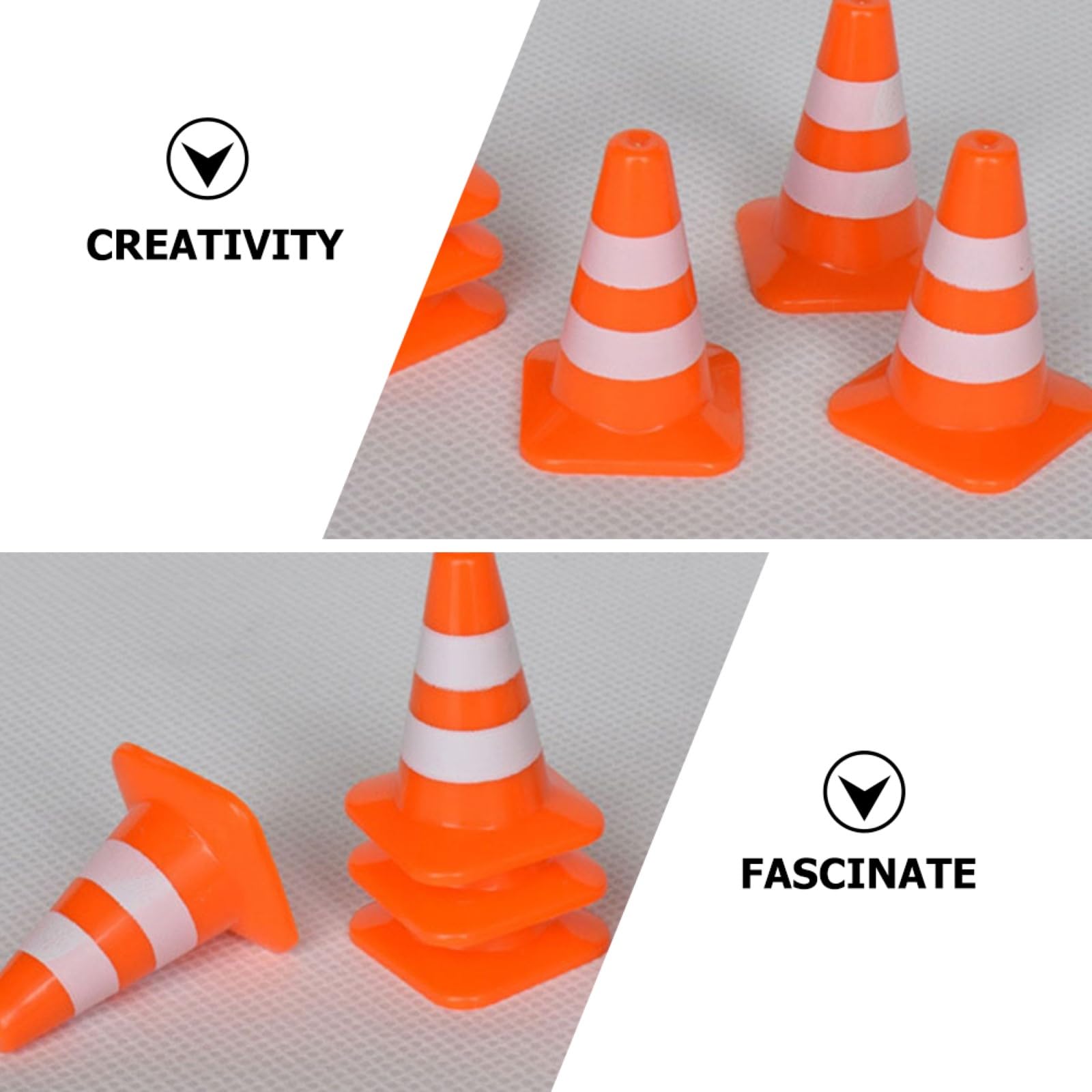 LUOZZY 30 Pcs Mini Traffic Cones & Road Signs Toy Set - Orange Construction Barricade Toys for Kids, Educational Play & DIY Traffic Scenes