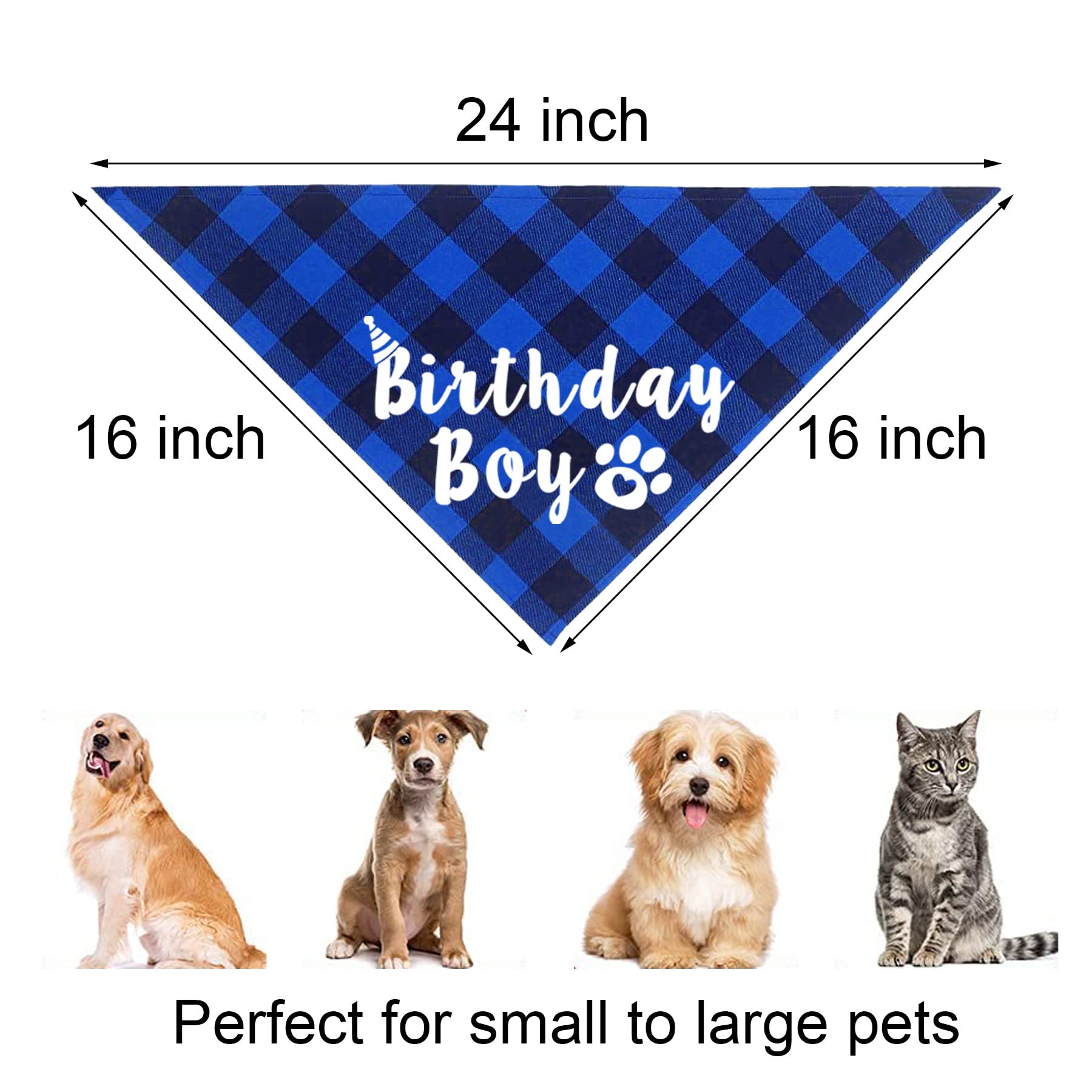 Blue Plaid Dog Bandana - Adjustable Pet Bandana for Birthday Parties, Holidays & Special Occasions - Cute Dog Accessories for Small Medium Large Dogs