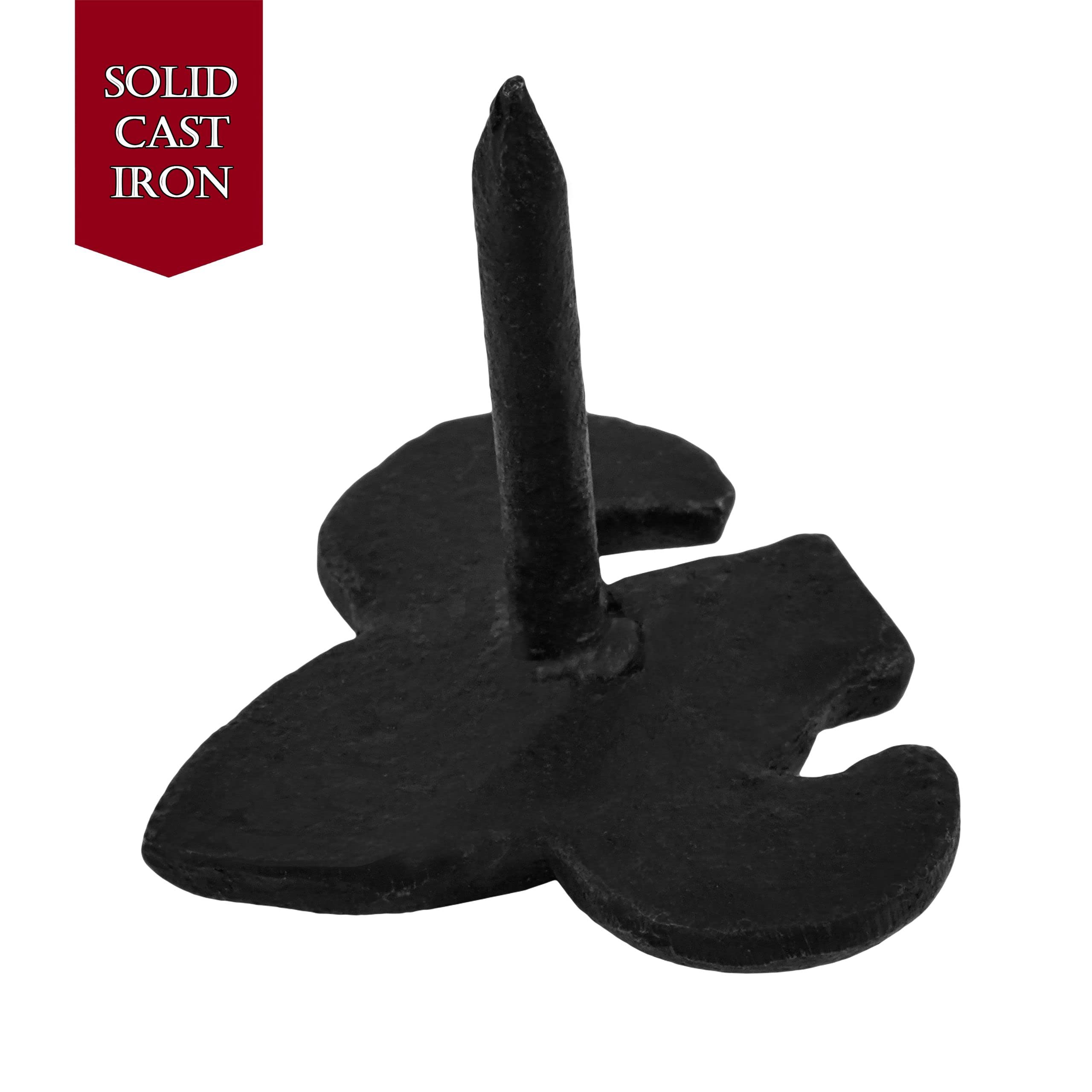 Hand-Forged Iron Fleur De Lis Clavos - Set of 6 Decorative Nails for Wooden Doors, Gates & Furniture - Rustic Home & Garden Décor Accessories
