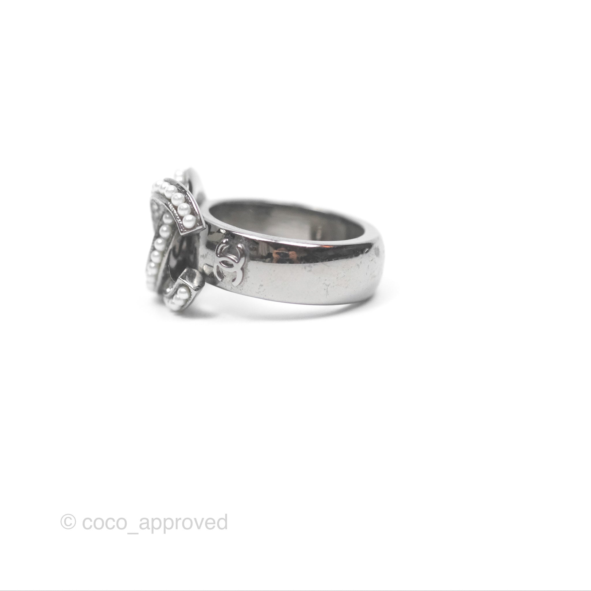 Chanel CC Ring Brushed Silver Tone 10A - Elegant Fashion Jewelry for Women | Perfect for Parties, Weddings & Date Nights