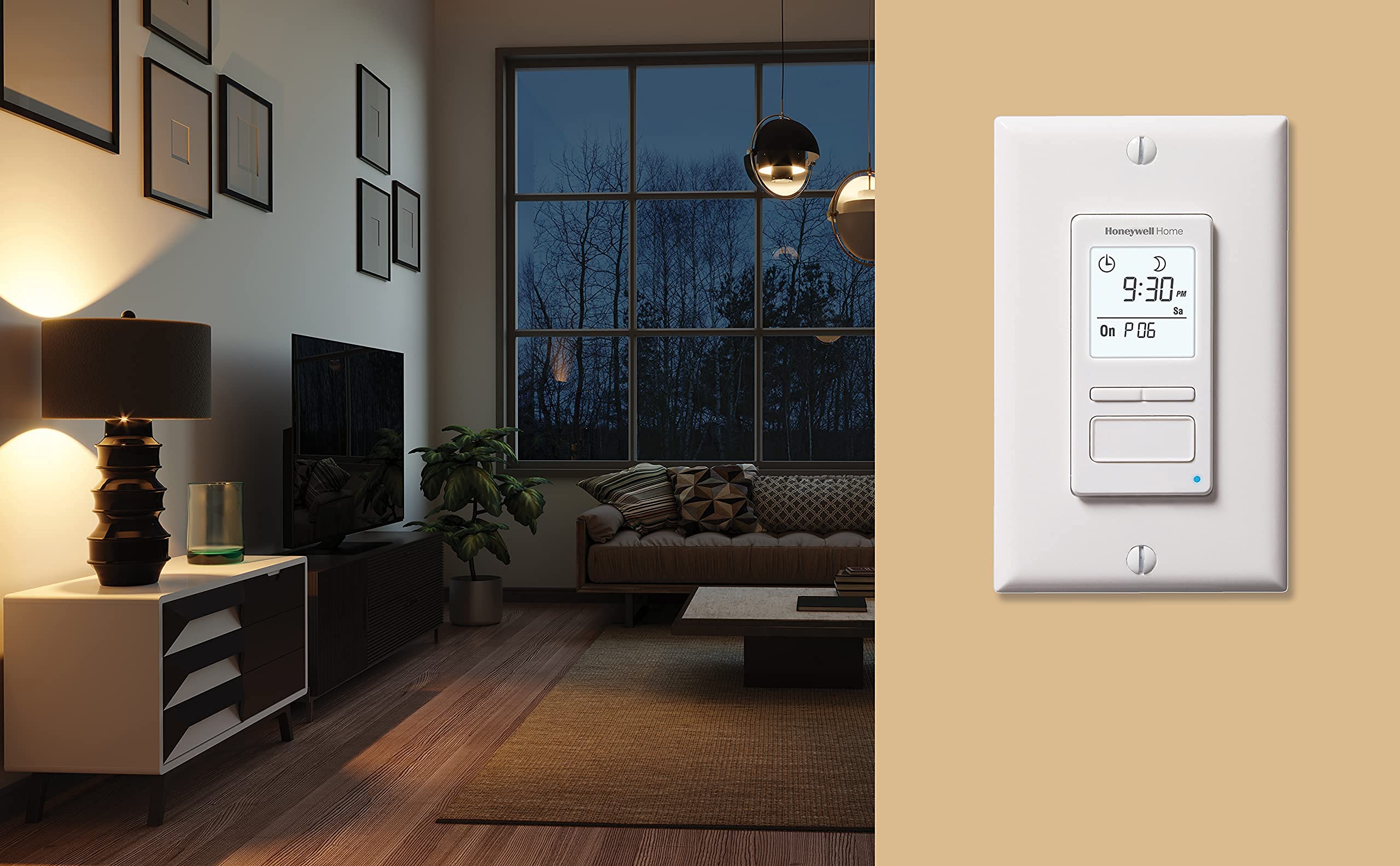 Honeywell Home RTH9600WF Smart WiFi Thermostat with Touchscreen - Energy Star Certified, Programmable, Compatible with Alexa - Perfect for Smart Home & Energy Savings + RPLS740B 7-Day Programmable Light Switch Timer for Home Automation