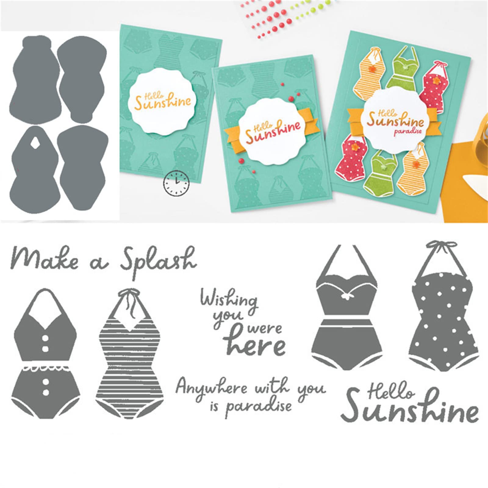Premium Clear Stamps & Dies for Card Making - DIY Scrapbooking Supplies, Arts & Crafts Stamping Kit - Small Decorative Stamps for Greeting Cards & Scrapbook Projects (5475) - Perfect for Birthday Cards, Wedding Invitations & Memory Books